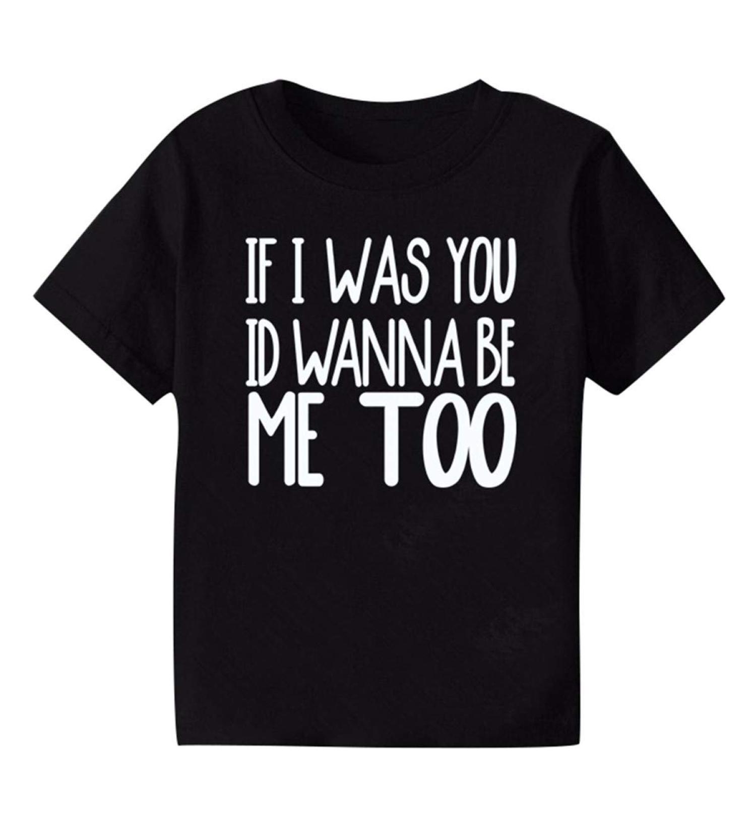 Newborn Boy Girl Short Sleeve Letter Print Loose Blouse T-Shirt | Black | Large - Buy Online on GoSupps.com