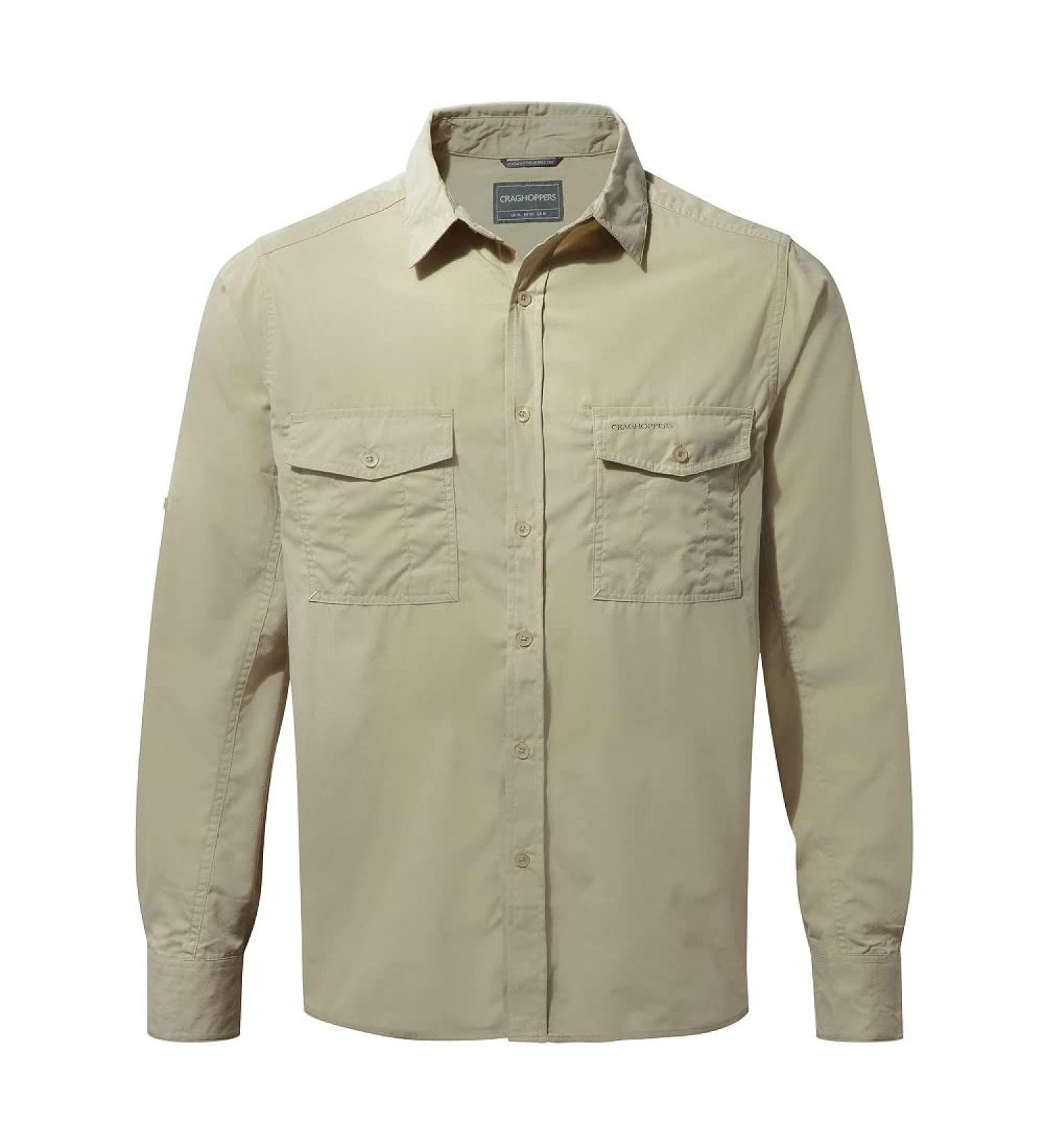 Craghoppers Men's Kiwi L/S Hiking Shirt - Lightweight Quick-Dry Outdoor Apparel | Oatmeal - International Shipping Available - Buy Online on GoSupps.com