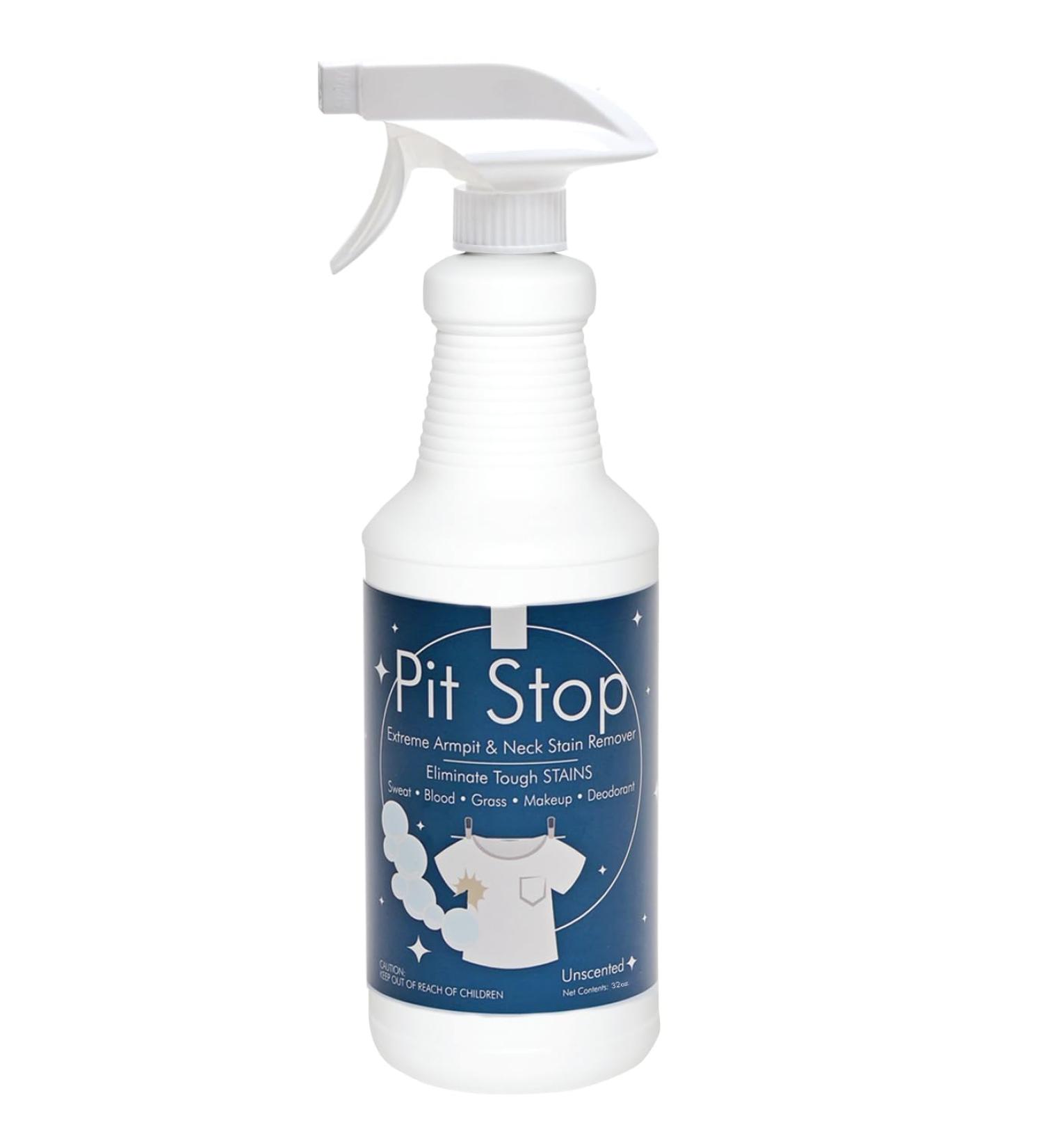 Pit Stop - Sweat Stain & Deodorant Stain Remover Multi-Stain & Multi-Purpose Formulated Spray Safe for All Fabrics - 32 Ounces (Quart) 32 Fl Oz (Pack of 1) - Buy Online on GoSupps.com