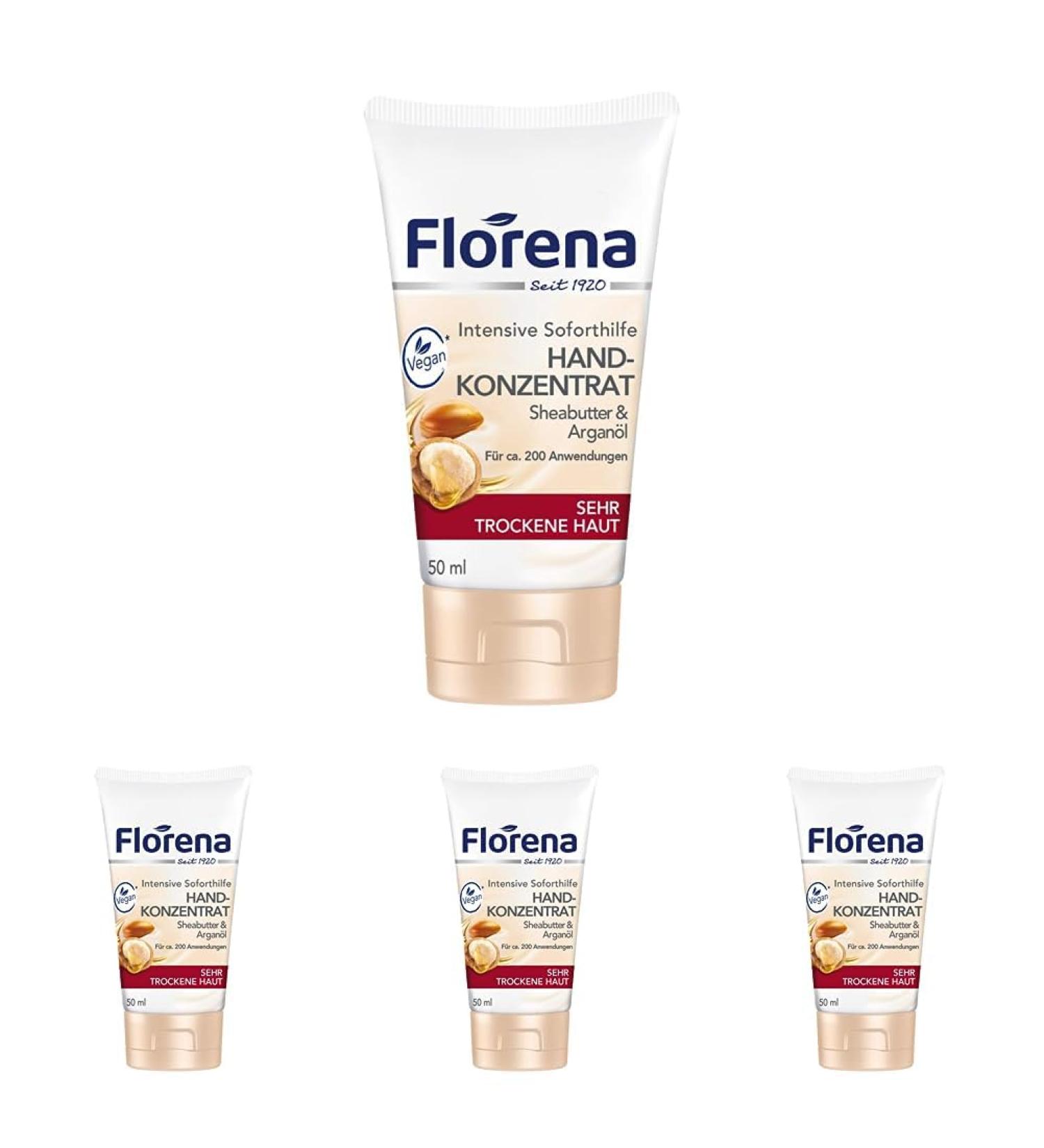 Florena Hand Cream Concentrate - Pack of 4 (1 x 50 ml) | Hydrating & Nourishing Moisturizer for Soft Hands - International Shipping Available - Buy Online on GoSupps.com