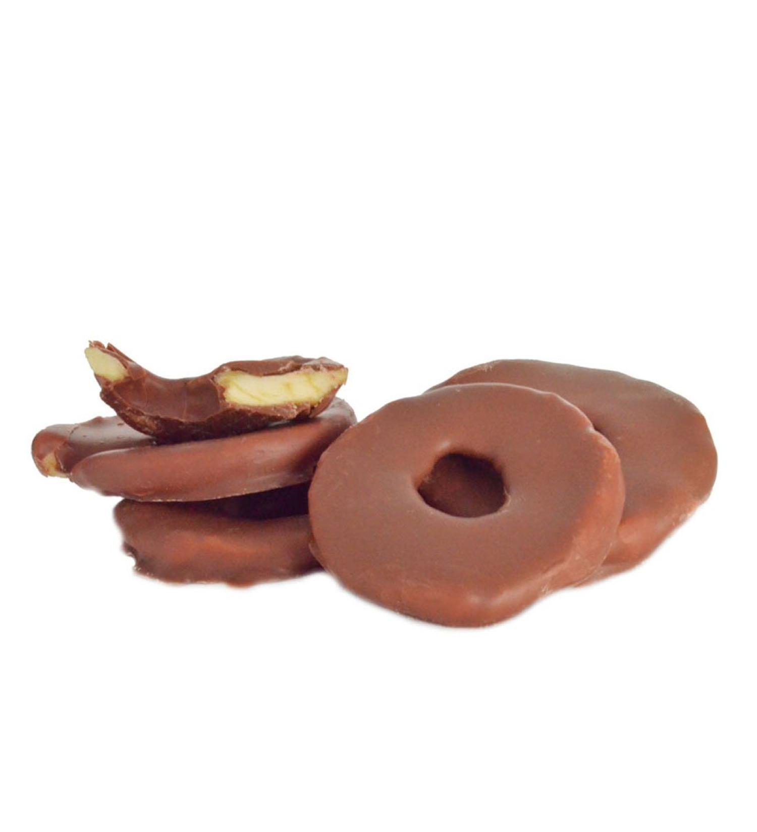 Apple rings in fine milk chocolate 250 g | chocolate-covered fruits
