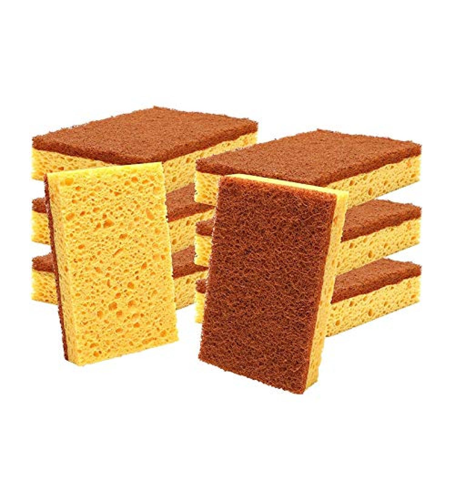 domoi Natural Plant Based Scrub Sponge 8 Pack Palm Fiber Scrubber Sponge with Non Scratch Biodegradable Compostable Sponges - Buy Online on GoSupps.com