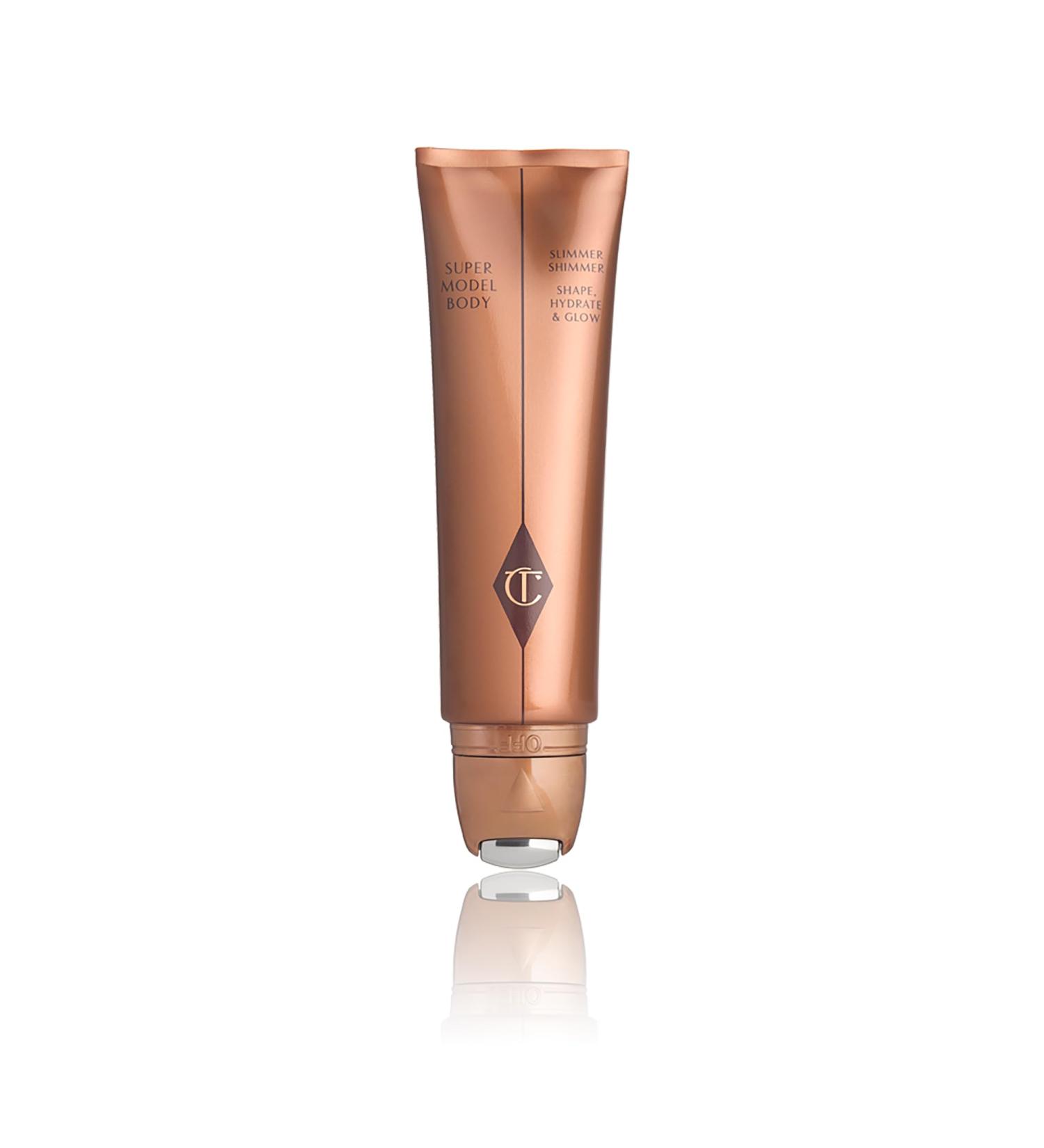 Charlotte Tilbury Super Model Body Highlighter - Hydrating Body Shimmer with Hyaluronic Acid Vitamins C & E Rosehip Oil Caffeine & Plant Extracts - Leaves Skin with a Glossy Sculpted Glow