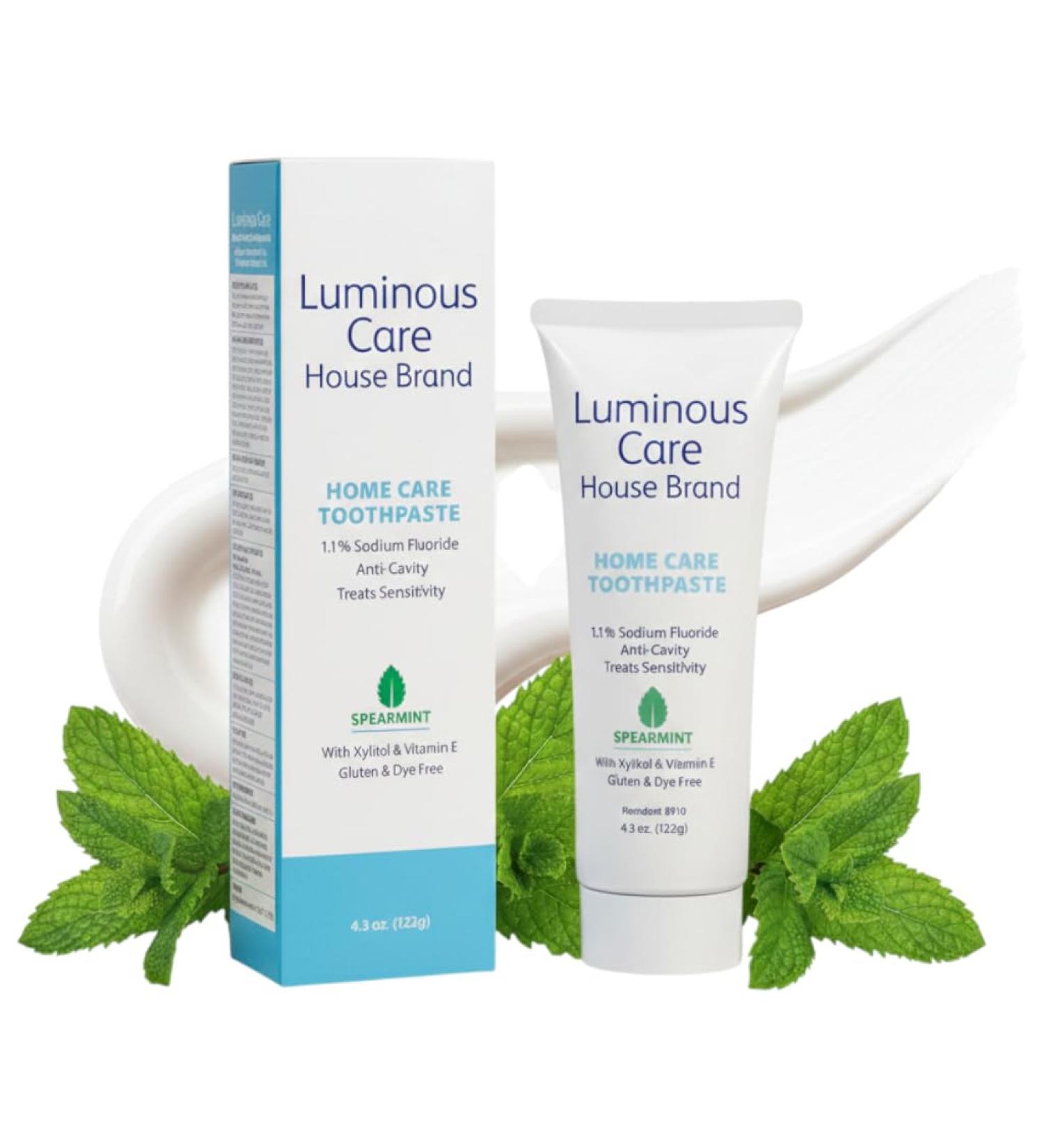 Luminous Care House Brand Home Care Sensitivity Relief Fluoride Toothpaste Mint 1.1% Sodium Fluoride 5% Potassium Nitrate 4.3 oz