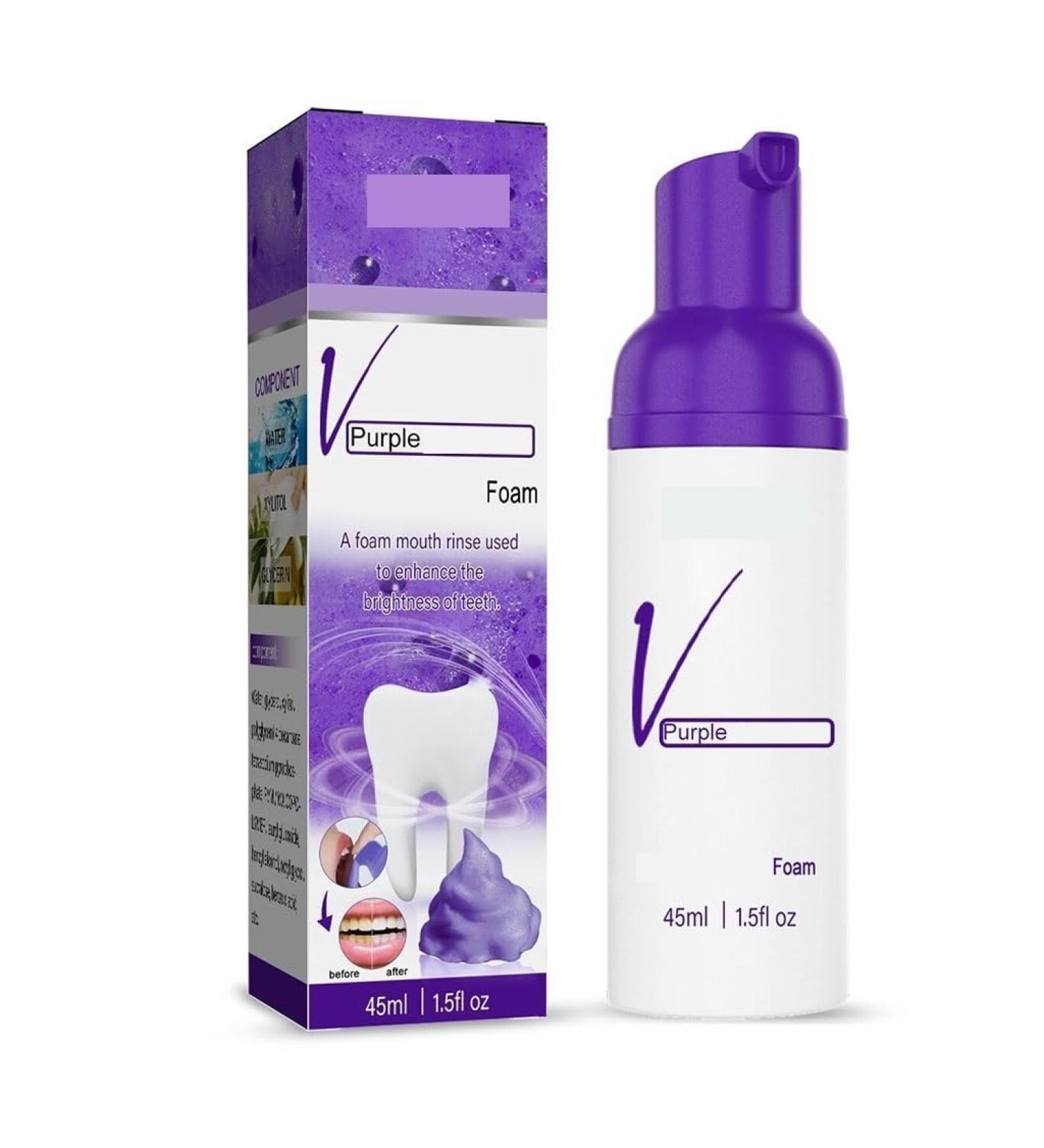 Purple Toning Teeth Mousse Toothpaste - Brightens Teeth Removes Stains & Yellowing Easy 15-Second Rinse(2pcs) 1 Count (Pack of 1) - Buy Online on GoSupps.com