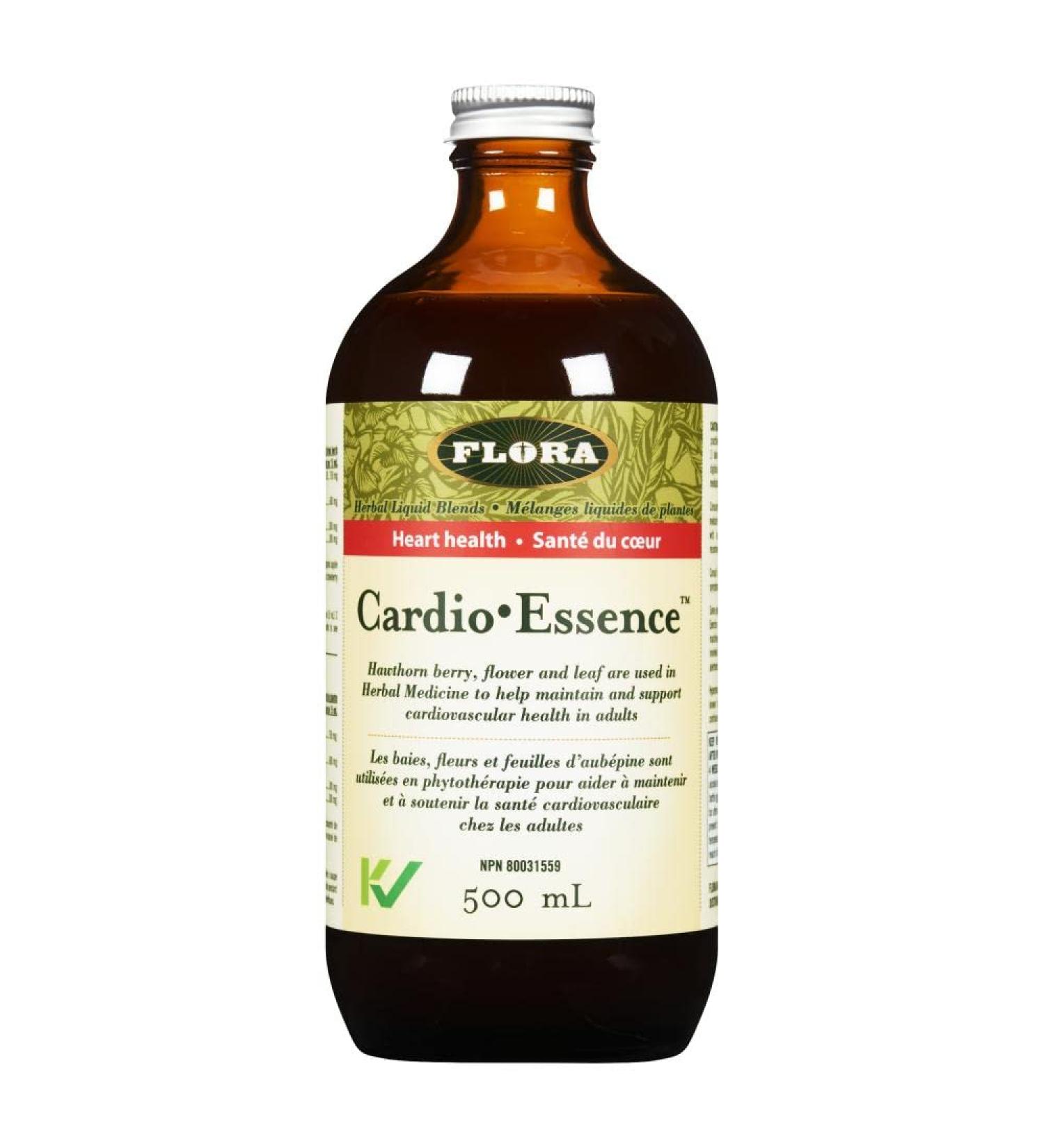 Flora Health Cardio Essence Traditional Herbal Liquid Blend Cardiovascular Health Support - Relaxing Blend of Hawthorn Berry Flower and Leaf Passion Flower and Hibiscus Daily Tonic - 500mL - Buy Online on GoSupps.com