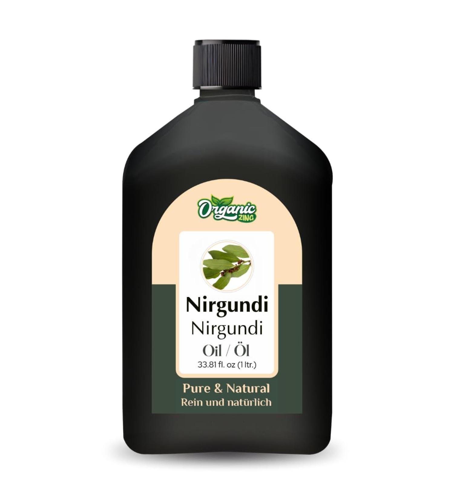 ORGANIC ZING Nirgundi Oil Bio Zing (Vitex Negundo) | Pure & Natural Carrier Oil for Aroma Diffusers Skincare & Hair Care - 1000ml