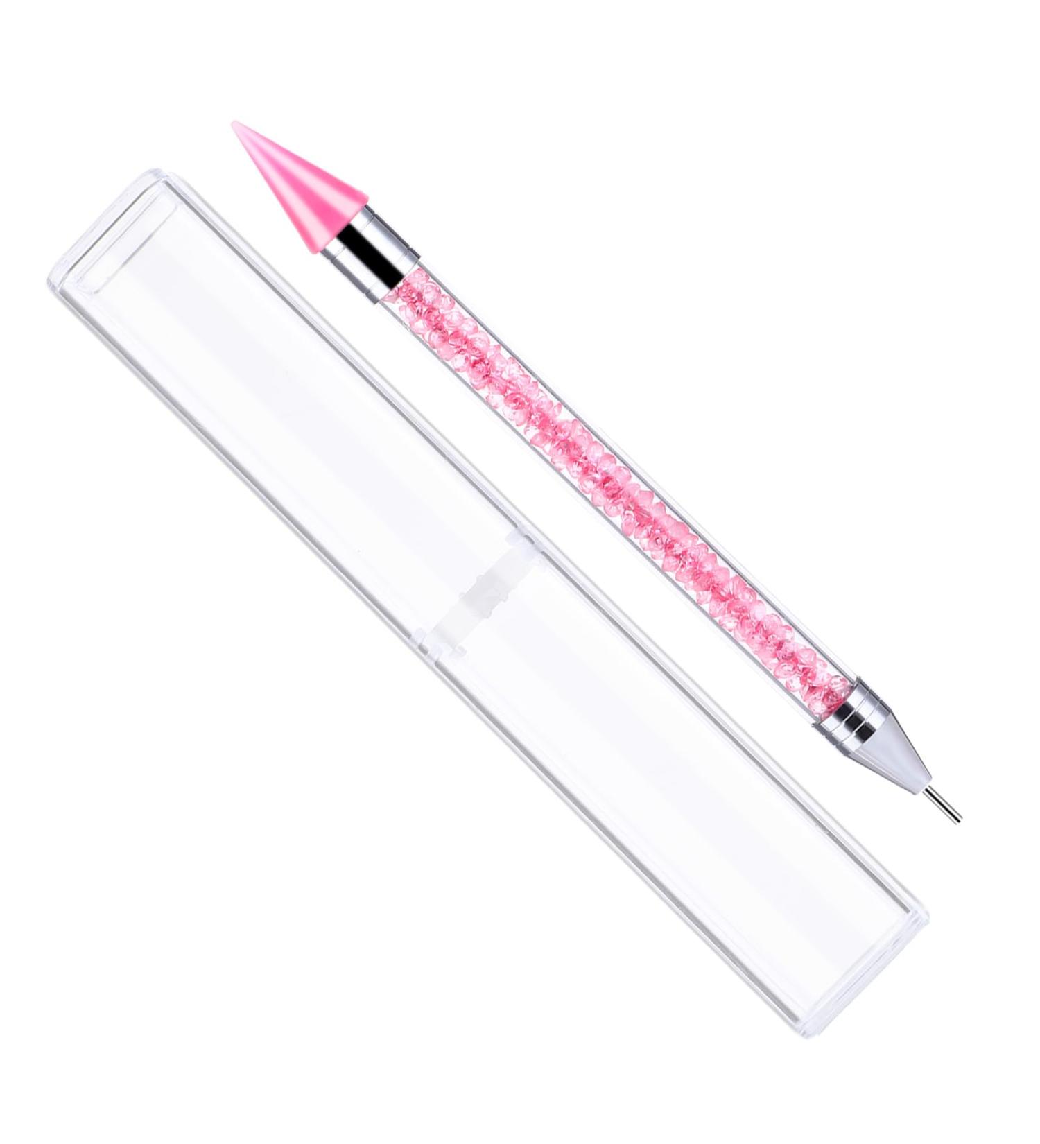 Double-Sided Strass Picker Tool & Dotting Tool with Wax Head for Rhinestones - Colorful Point Drilling Pencil & Storage Box (Pink) | International Shipping - Buy Online on GoSupps.com
