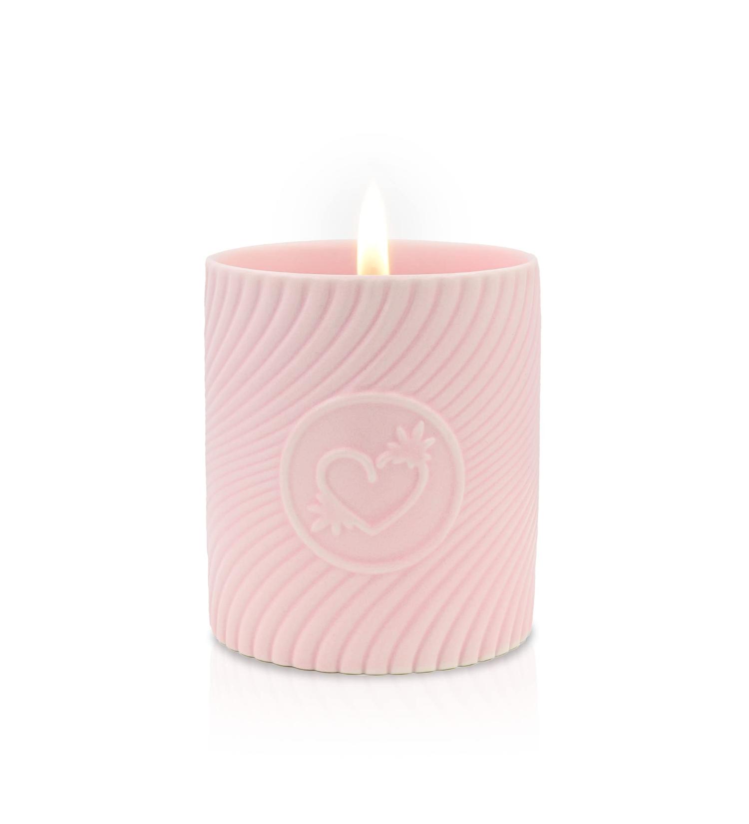 Buy HIGHONLOVE Strawberries & Champagne Massage Candle | Luxurious Soy-Based Natural Massage Candle with Coconut & Hemp Oil - 250g | International Shipping - Buy Online on GoSupps.com