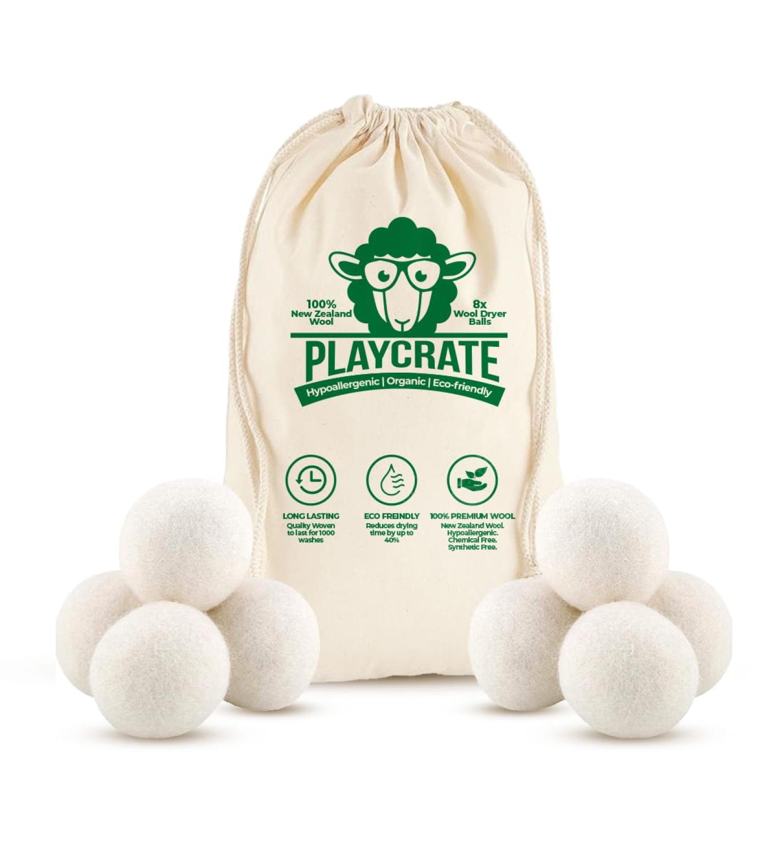 Wool Tumble Dryer Balls - 8 Pack Organic Laundry Fabric Softener - Reduce Drying Time Wrinkles & Static Cling - 100% Hypoallergenic New Zealand Wool - Buy Online on GoSupps.com