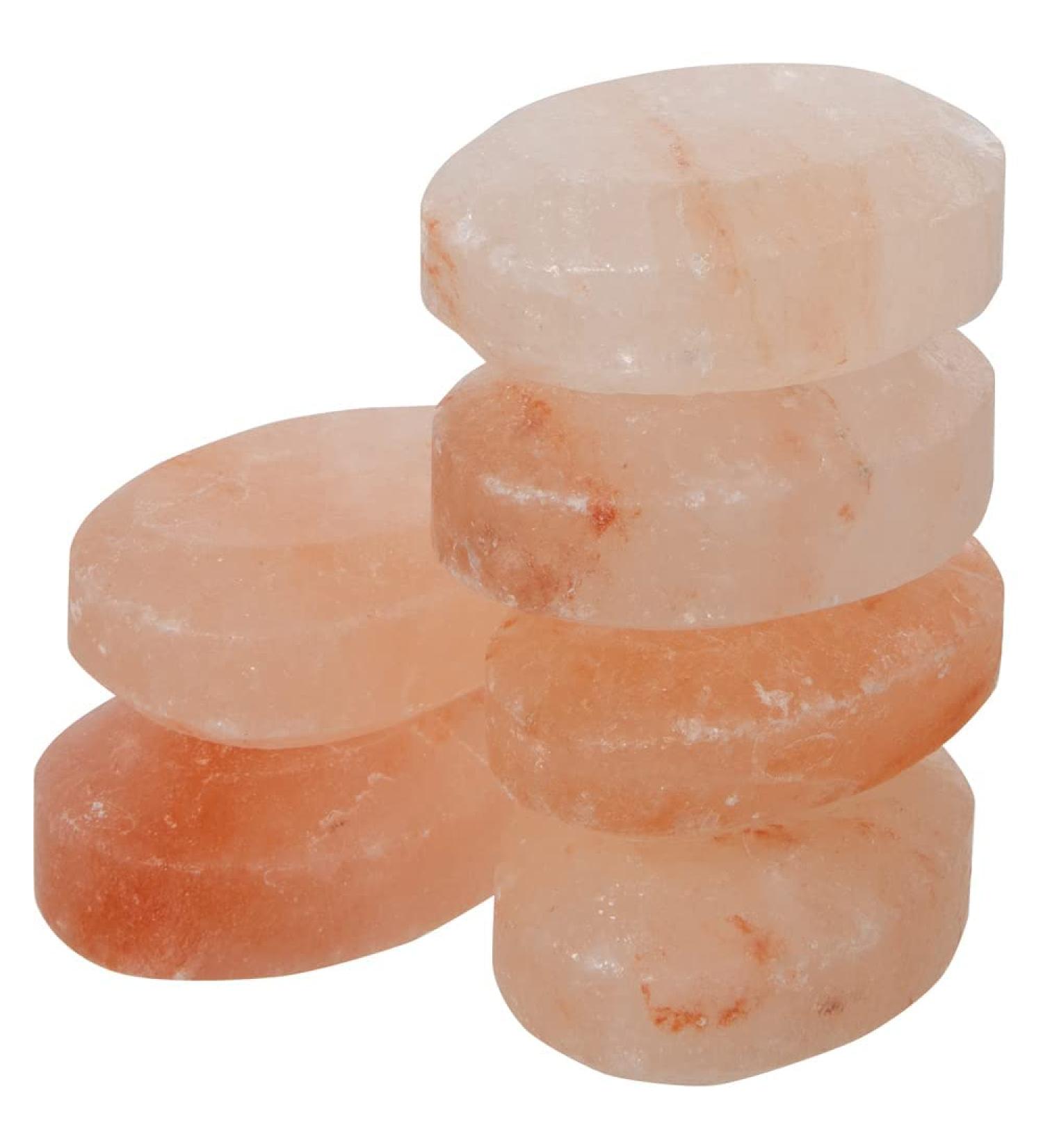 Pink Himalayan Salt Massage Stones for Therapy & Scrubs - Hand-carved Flat Oval Stones, 2.5W x 3.5L x 1D (Pack of 6) - Buy Online on GoSupps.com