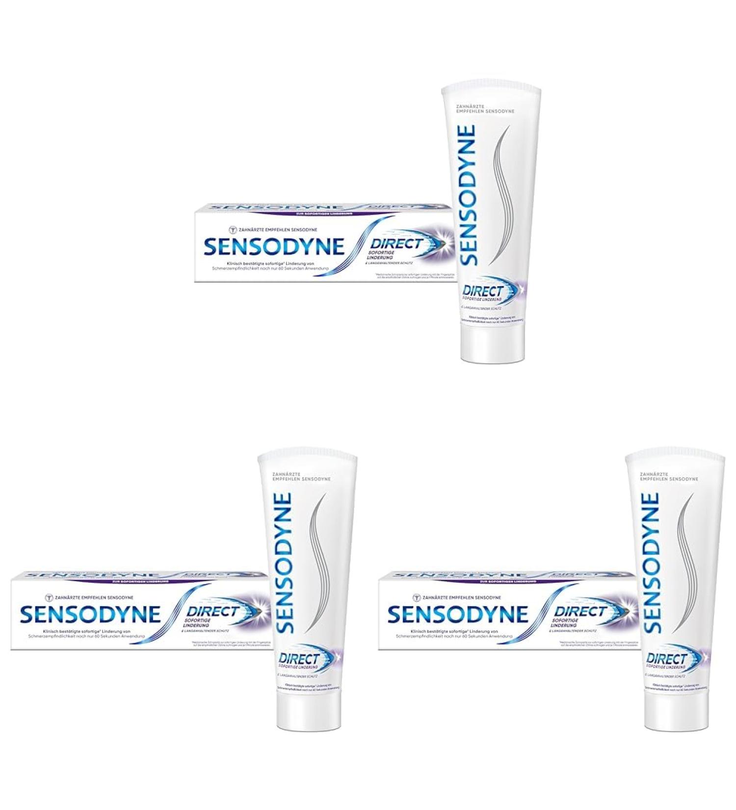 Sensodyne Direct Toothpaste - Immediate Pain Relief for Sensitivity | 75ml (3-Pack) - Fast-Acting Formula - Buy Online on GoSupps.com