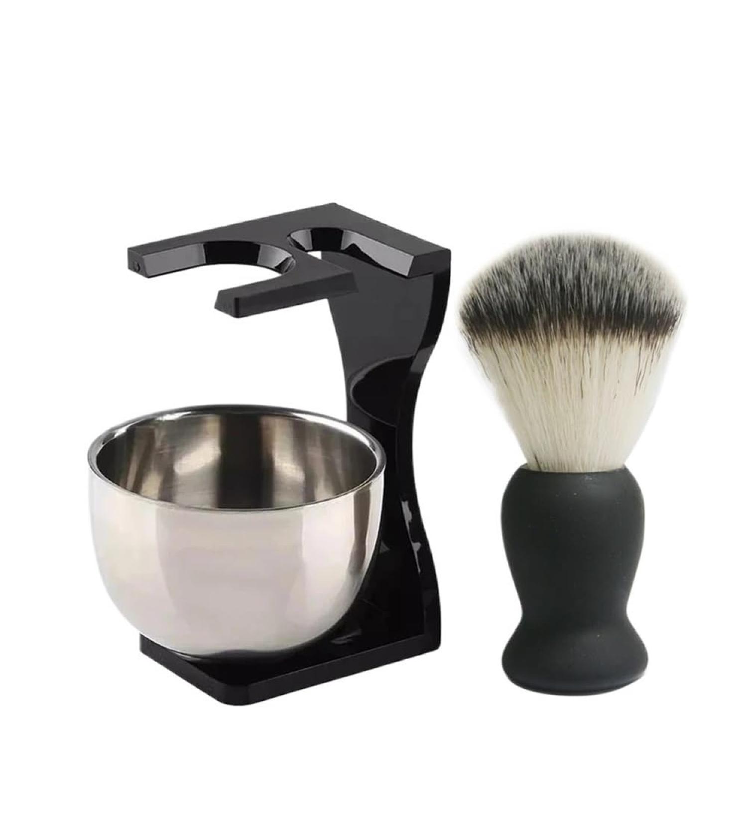 Professional Beard Shaving Brush Set for Men | Stainless Steel Bowl & Stand | Mustache & Facial Cleaning Tool - LCKJLJ - Buy Online on GoSupps.com