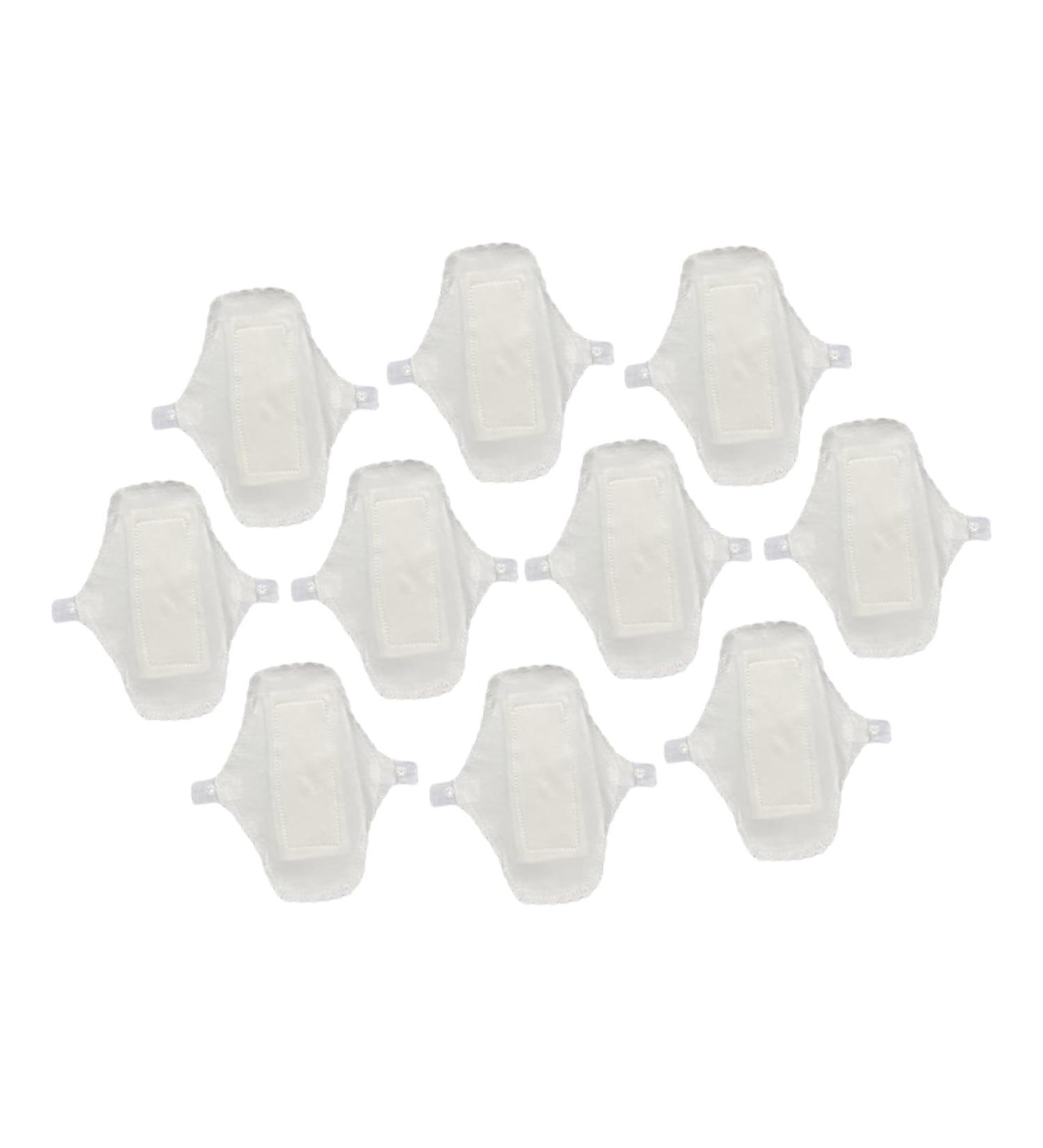 Healeved 10pcs Washable Menstrual Cloth Panties - Ultra Thin Menstrual Panty Liners for Women - White Cotton Napkin Bamboo Fabric Tape - Buy Online on GoSupps.com
