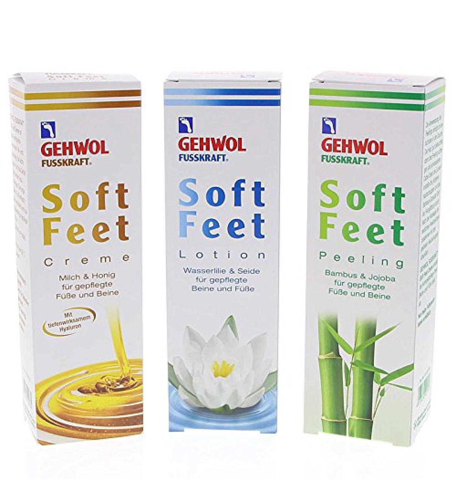GEHWOL Set 3x Fusskraft Soft Feet foot cream + lotion + peeling economy pack