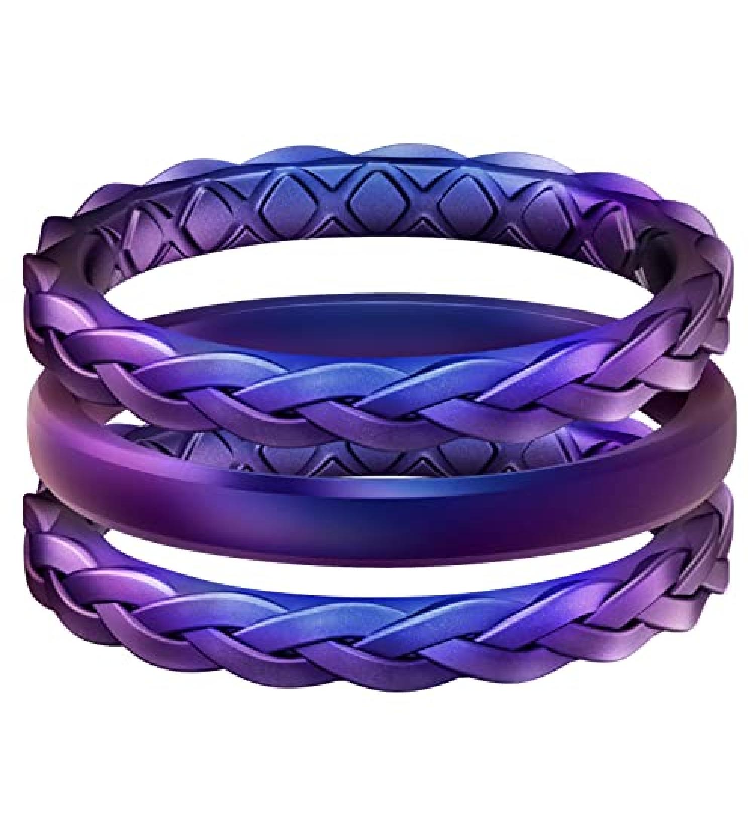 Egnaro Silicone Braided Stackable Rings for Women - Breathable and Unique Design Wedding Bands - A-Galaxy 9 (18.9mm) - Buy Online on GoSupps.com