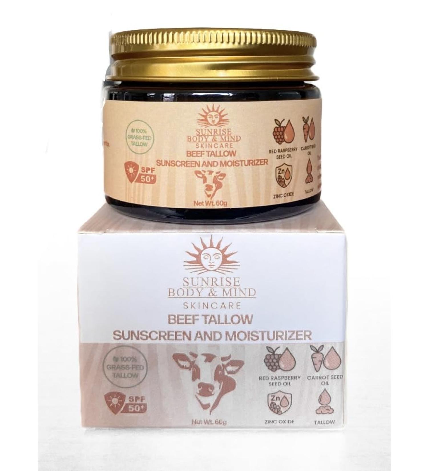 Beef Tallow Sun Screen and Moisturizer 100% Grass Fed for Skin Care Face+Body - Buy Online on GoSupps.com