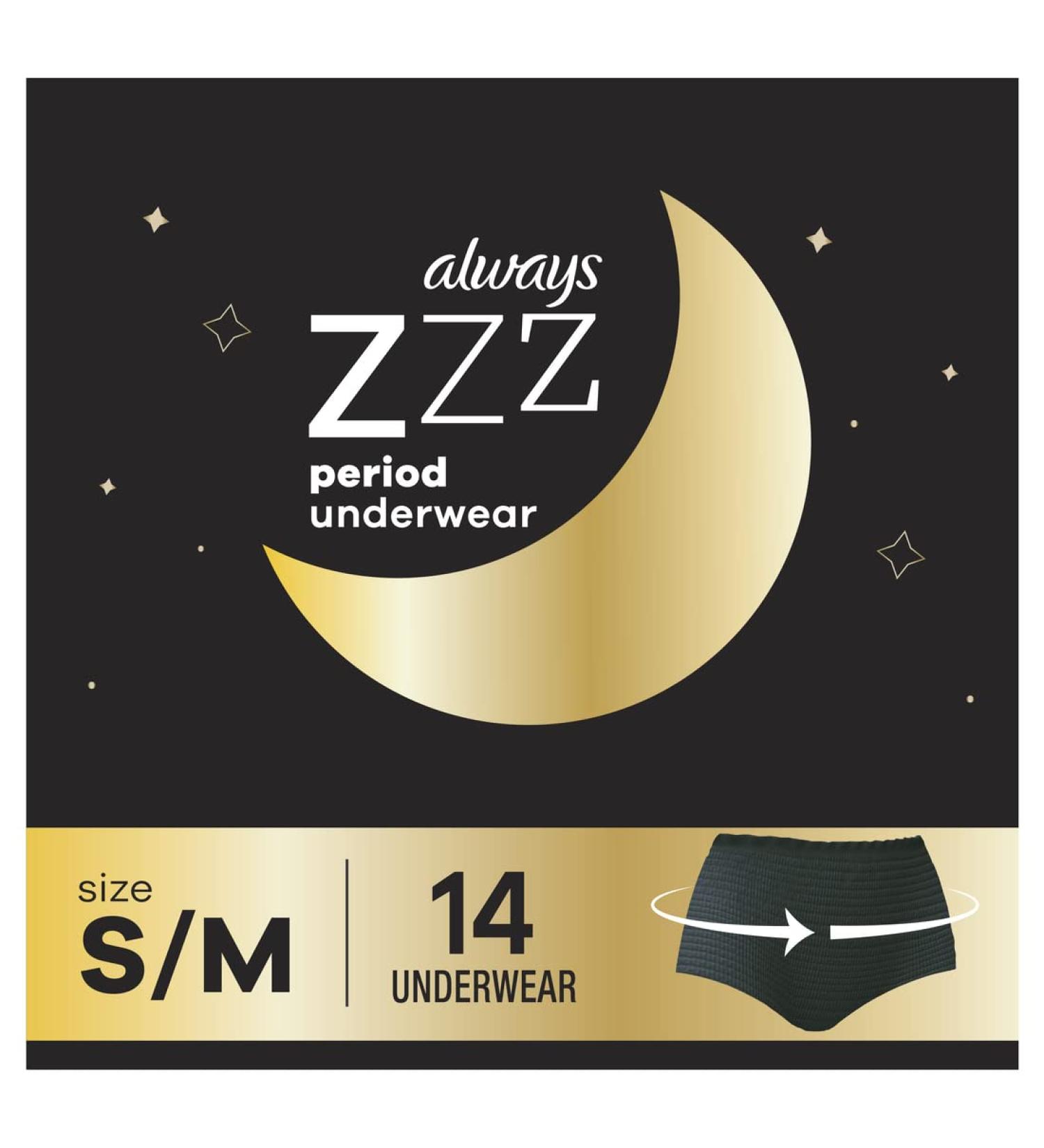 Always Zzzs Overnight Disposable Period Underwear for Women - Small/Medium - Black Leakproof Panties - 14 Count - Buy Online on GoSupps.com