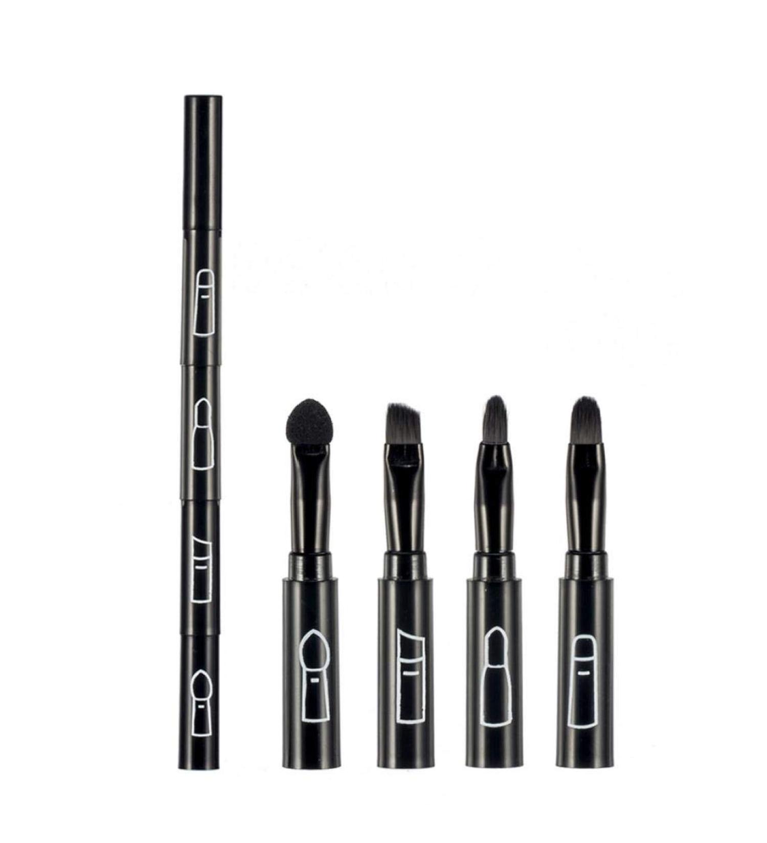 1PC 4 In 1 Premium Detachable Brush Multi-Sections Cosmetic Makeup Brush Lip Brush Eyeshadow Brush Eyebrow Brush Portable Travel Makeup Brush Kit(Black) - Buy Online on GoSupps.com