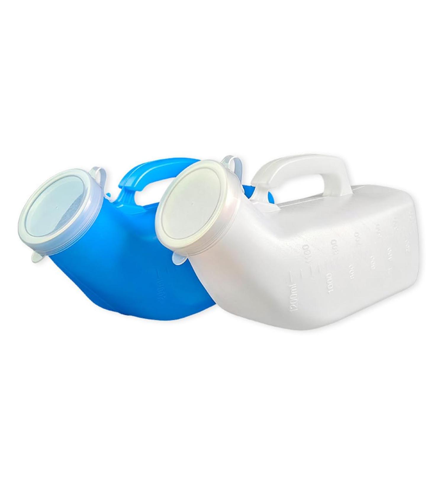 2PCS Urinal For Men Spill Proof Urine Bottles for Men Plastic Male Urinal Portable Pee Bottle for Men For Travel Hospital and Home Care Male Portable Travel Pee Bottles (Blue and White) - Buy Online on GoSupps.com