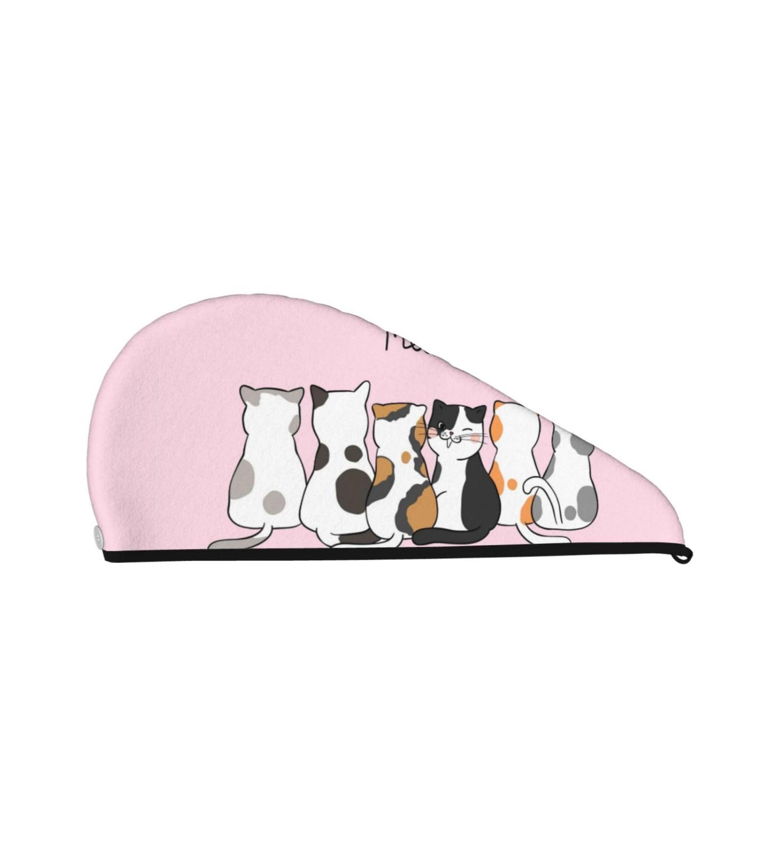 Hair Towel Wrap - Quick Drying Hair Turban with Button | Cute Cats Design - Perfect for Fast Hair Drying - Buy Online on GoSupps.com