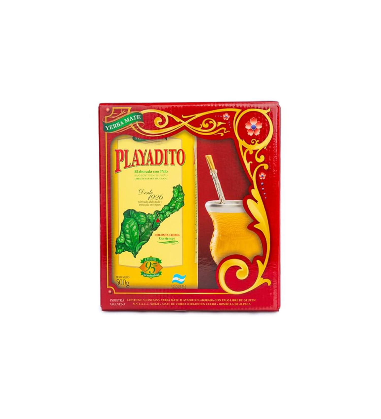 Ensemble de d marrage Yerba Mate Playadito avec Yerba une tasse de cuir et une paille d'alpaga bombilla - Buy Online on GoSupps.com