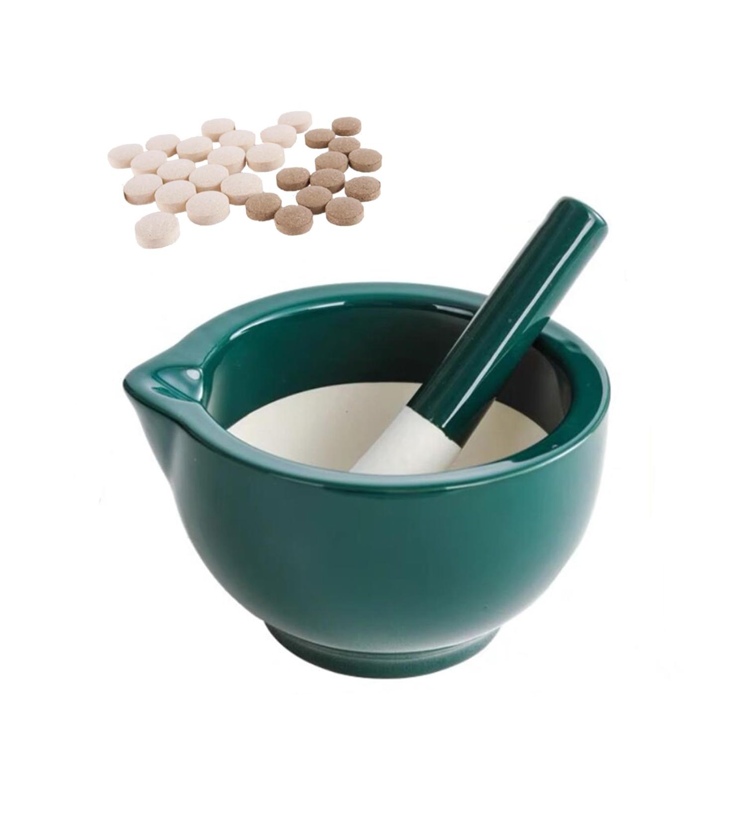 Premium Ceramic Mortar and Pestle - Pill Crusher & Spice Grinder for Adults Seniors & Pets | Fine Powder Grinding - Buy Online on GoSupps.com