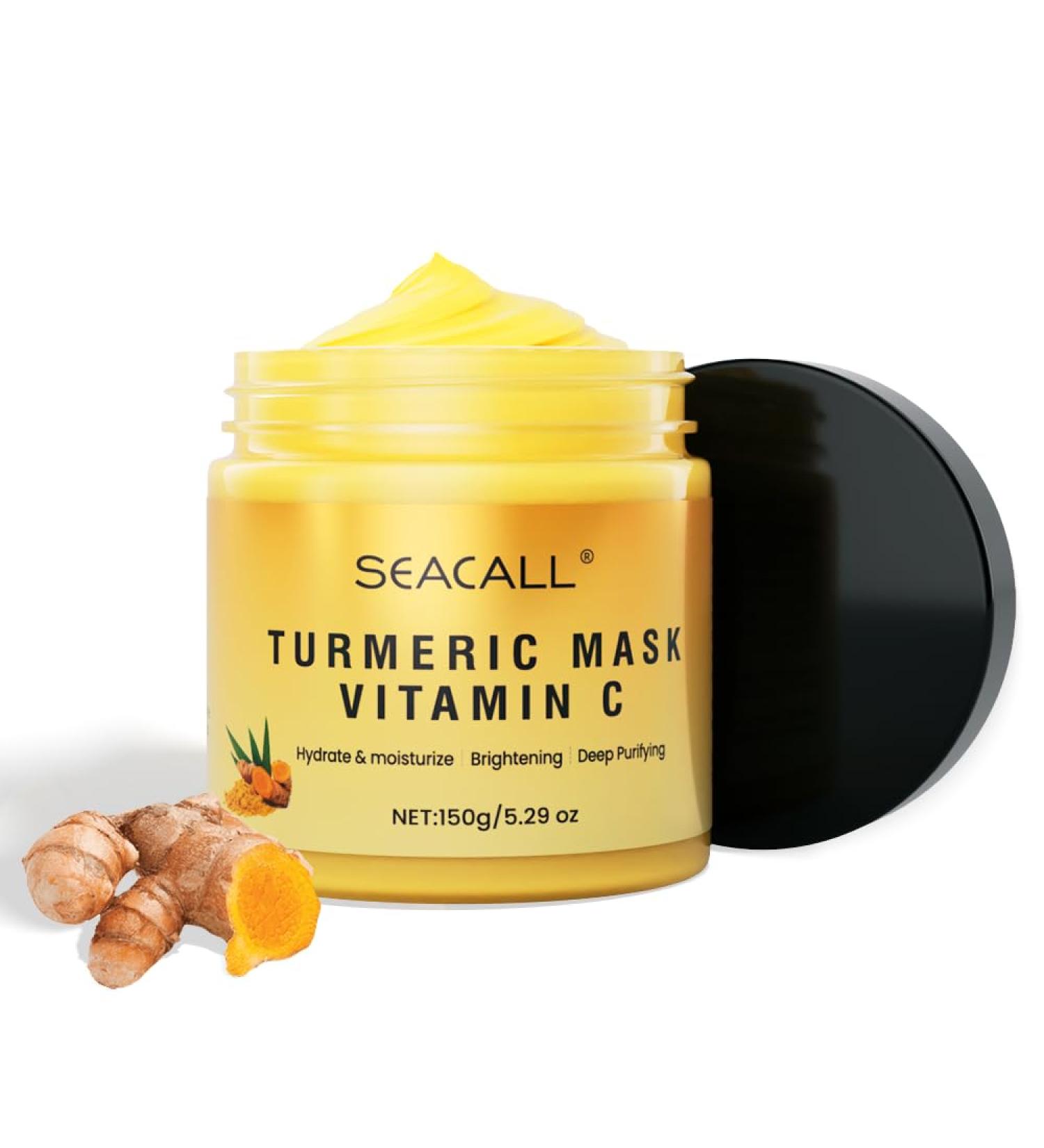 Turmeric Vitamin C Facial Mask with Aloe Vera & Vitamin E - Deep Cleanse Brighten & Moisturize (5.29 oz) | International Shipping - Buy Online on GoSupps.com