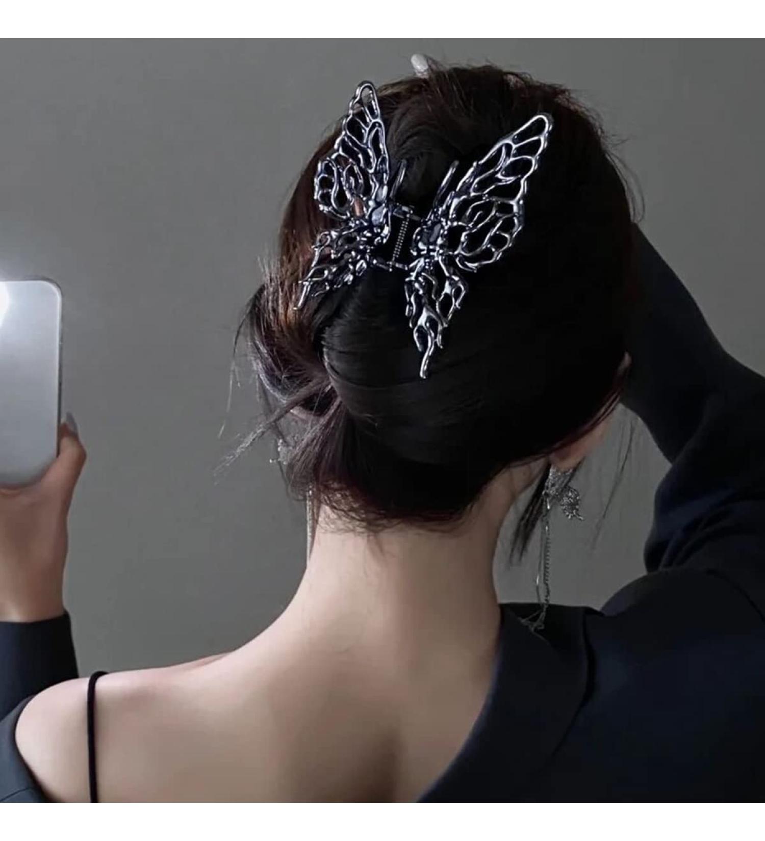 Metal Liquid Butterfly Hair Clip - Large Claw Clip for Thick Hair | Vintage Geometric Barrette for Women and Girls - Buy Online on GoSupps.com