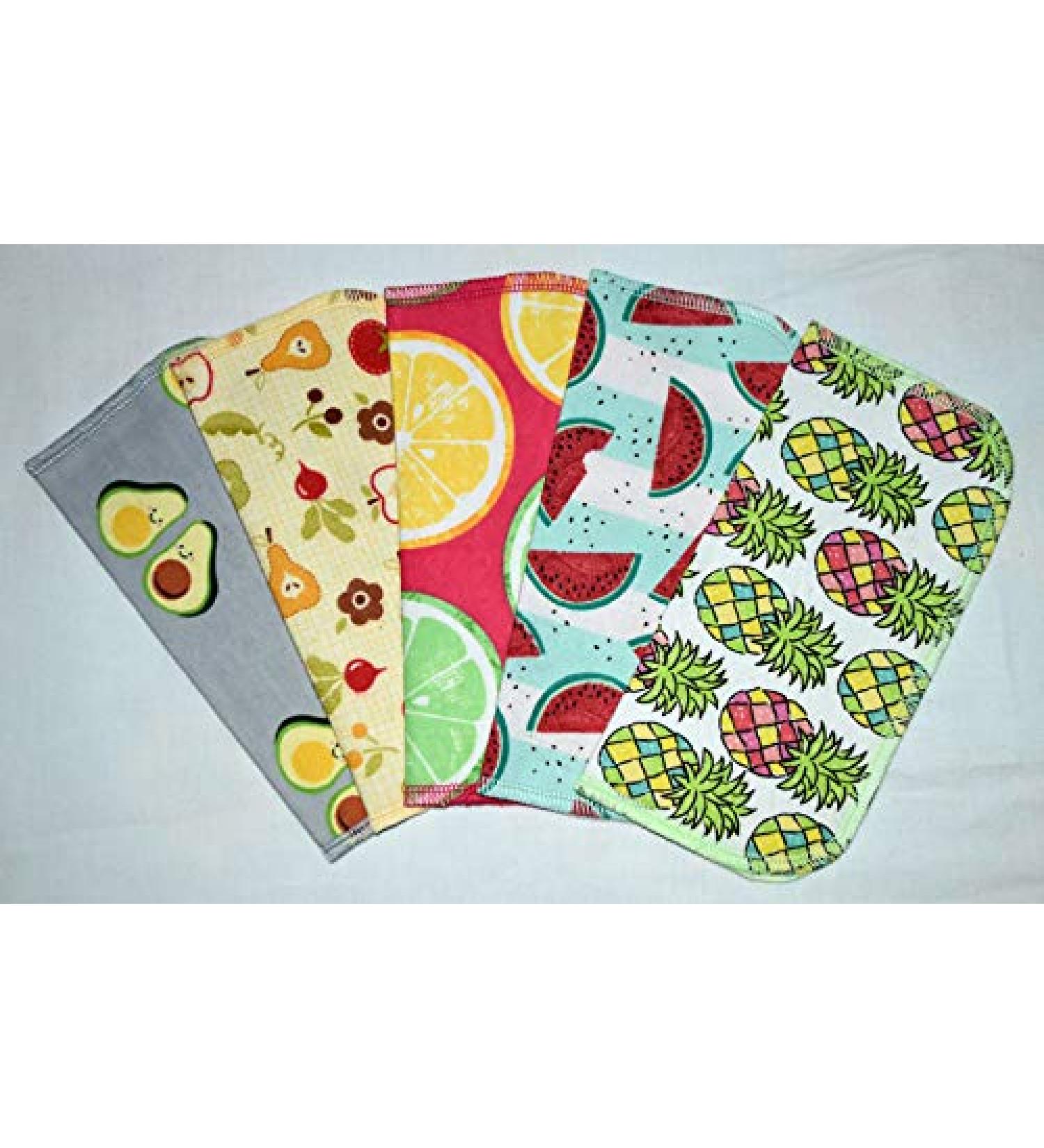 Farmers Market 1 Ply Printed Flannel Little Wipes 8x8 Inches Set of 5 - Eco-Friendly Cleaning Cloths - Buy Online on GoSupps.com