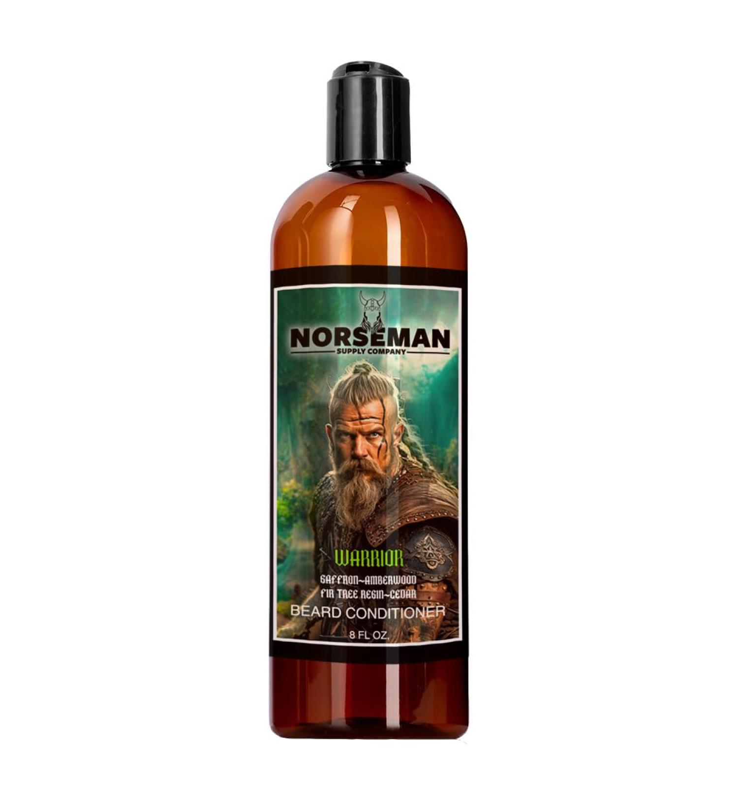 Beard Conditioner for Men to Improve Strength Softness and Manageability for Thick Full and Curly Facial Hair Helps Relieves Dry Itchy Skin 8 oz. (Warrior) Warrior (Saffron Amberwood Fir Tree Resin Cedar)