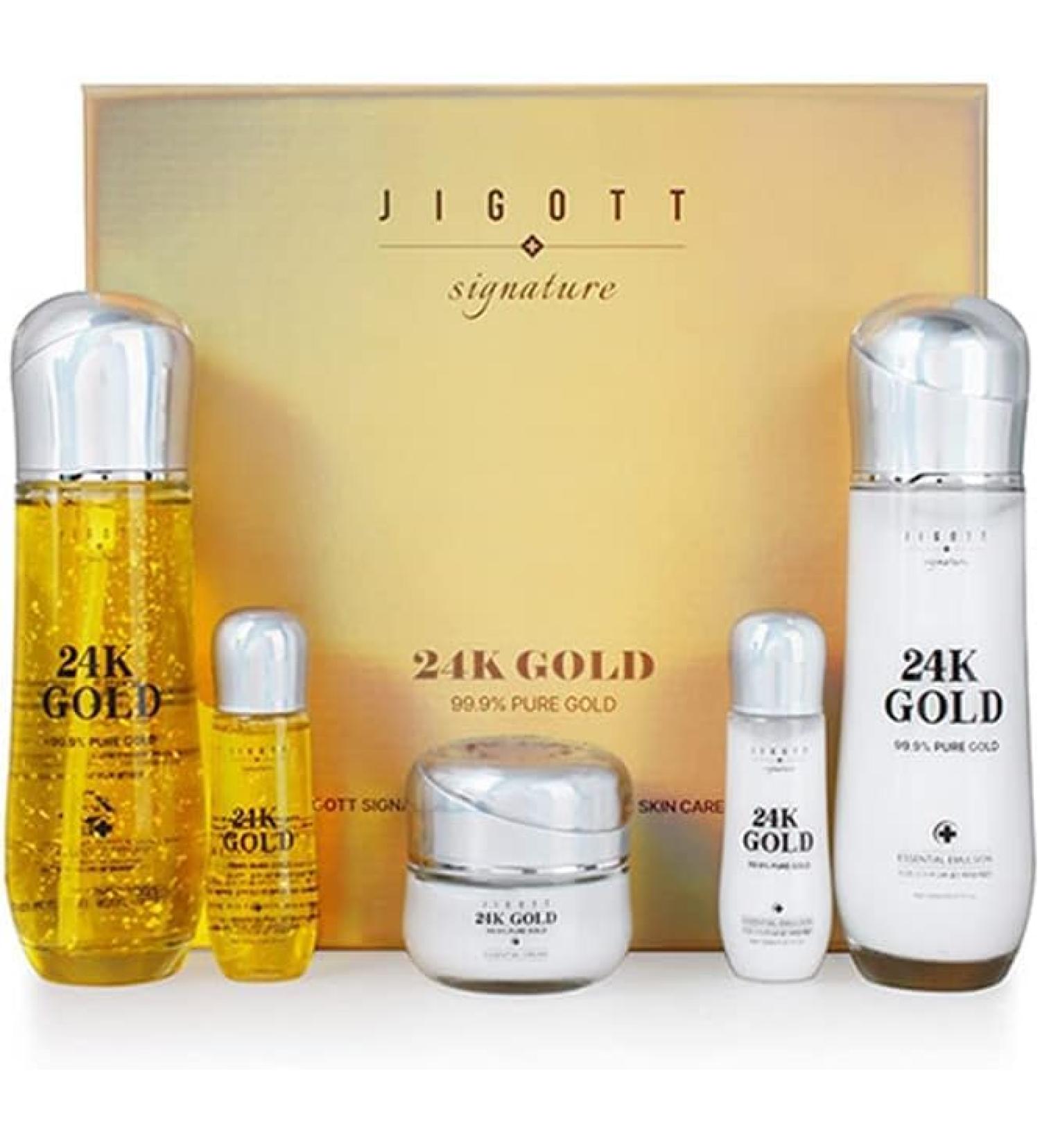 Buy Signature 24K Gold Essential Skin Care Set | Toner Emulsion & Cream | Luxury Anti-Aging Skincare for Glow & Hydration - International Shipping Available - Buy Online on GoSupps.com