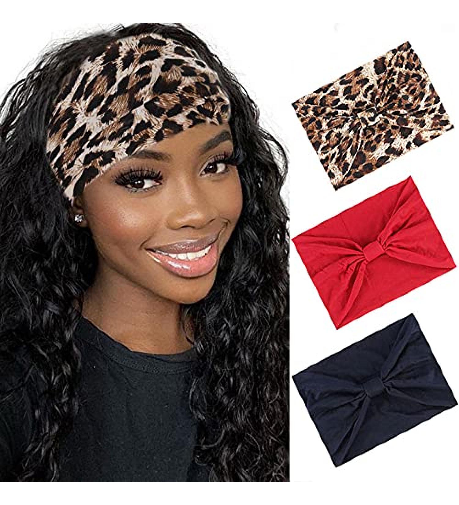 Metisee Black Knot Wide Bandeau Headbands Set - 3 Pcs Thick Stretch Fabric Head Wraps for Women and Girls - Buy Online on GoSupps.com