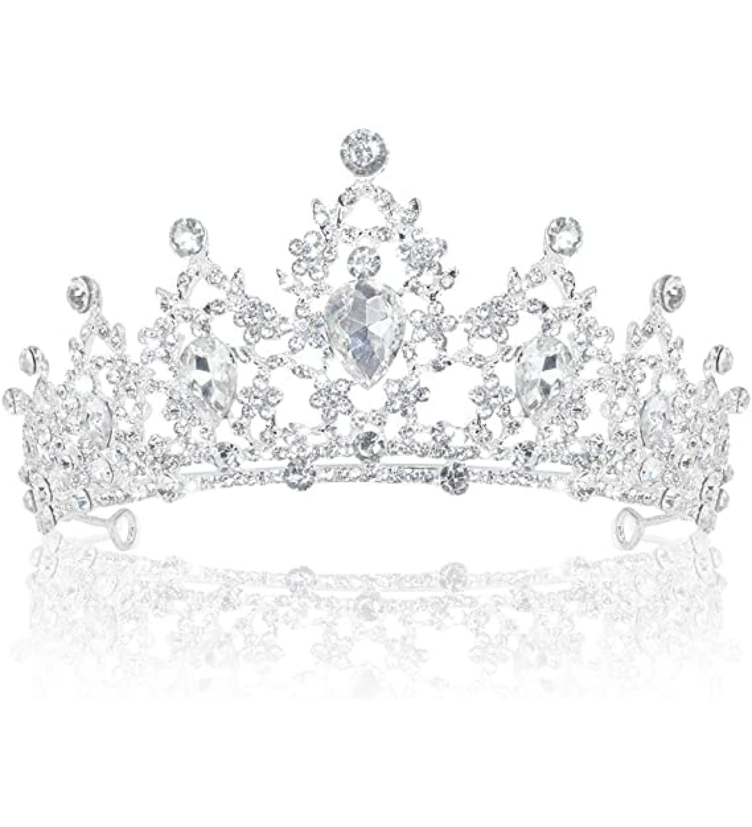 TOCESS Silver Rhinestone Crown for Women - Ideal Tiara for Bridal, Prom, Quinceanera - Sparkling Crystal Queen Princess Crown - Perfect Hair Accessory - Ideal Gift (Silver) - Buy Online on GoSupps.com