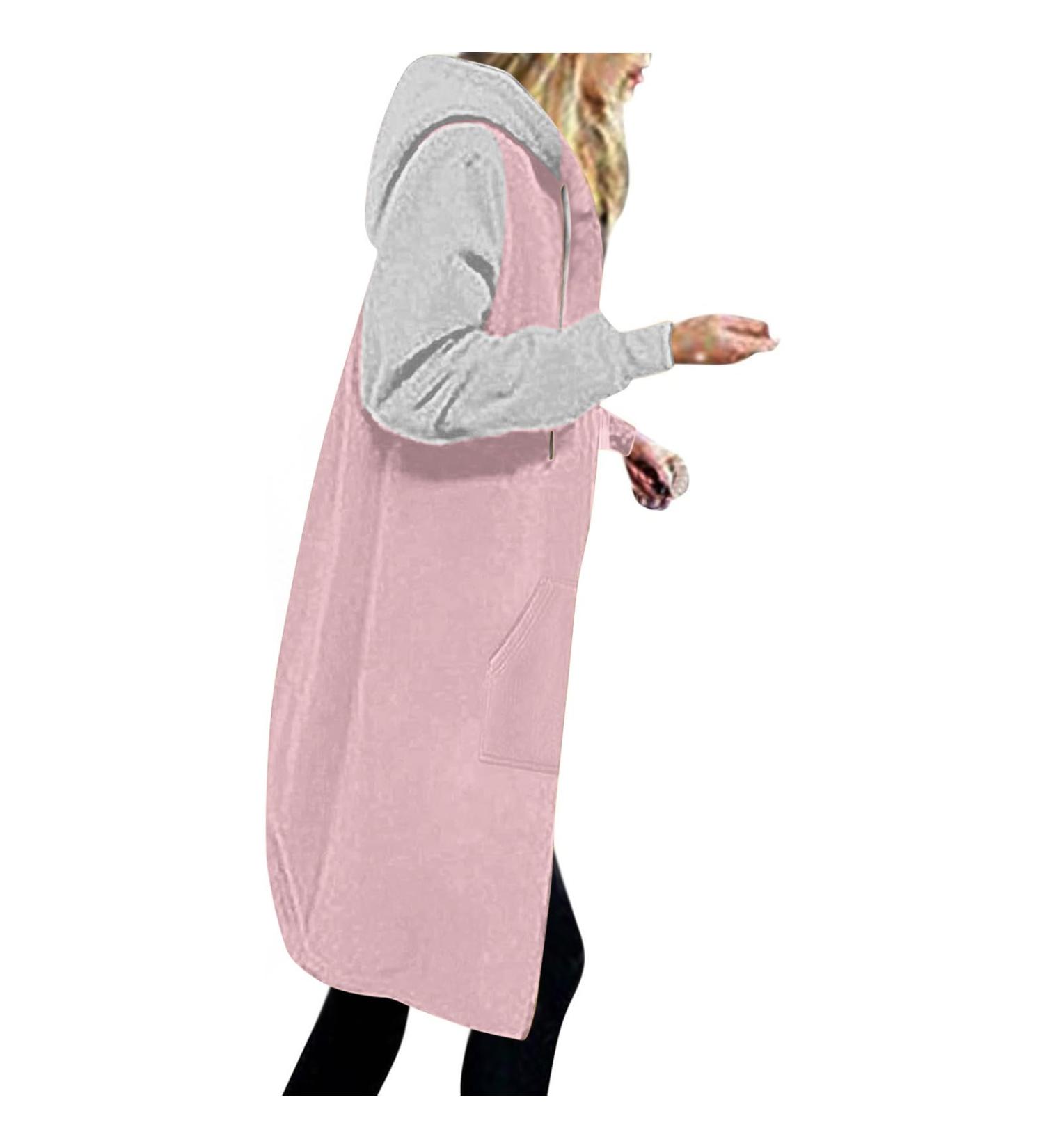 Yihaojia Womens Zip Up Hoodies Long Sleeve Fall Hooded Lightweight Tunic Sweatshirt Oversize Fleece Jacket with Pockets Pink#3 Large - Buy Online on GoSupps.com