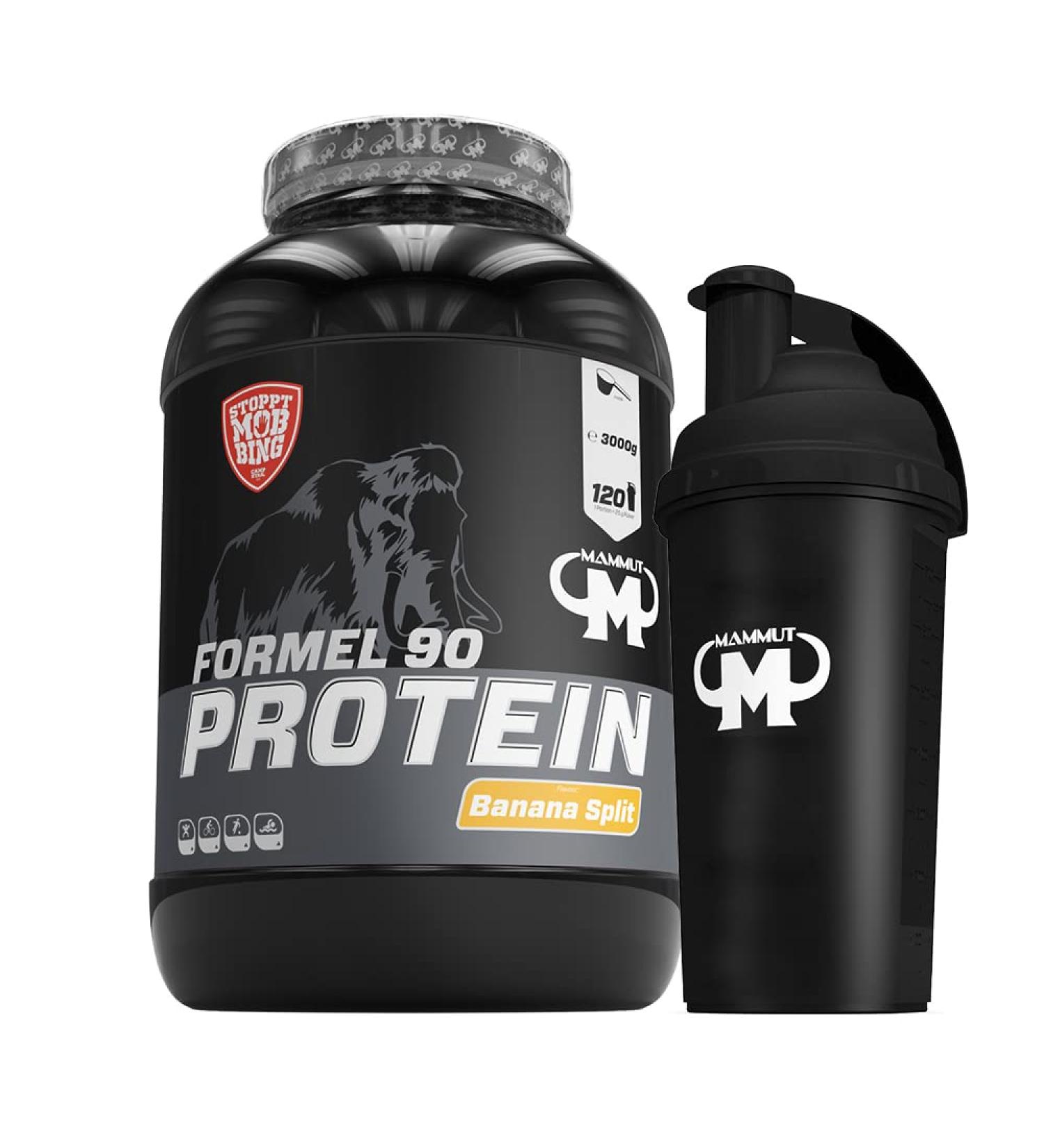 Buy 3kg Mammut Formula 90 Protein Shake Set (Banana + Protein Shaker) - High-Quality Protein for Optimal Fitness | International Shipping Available - Buy Online on GoSupps.com