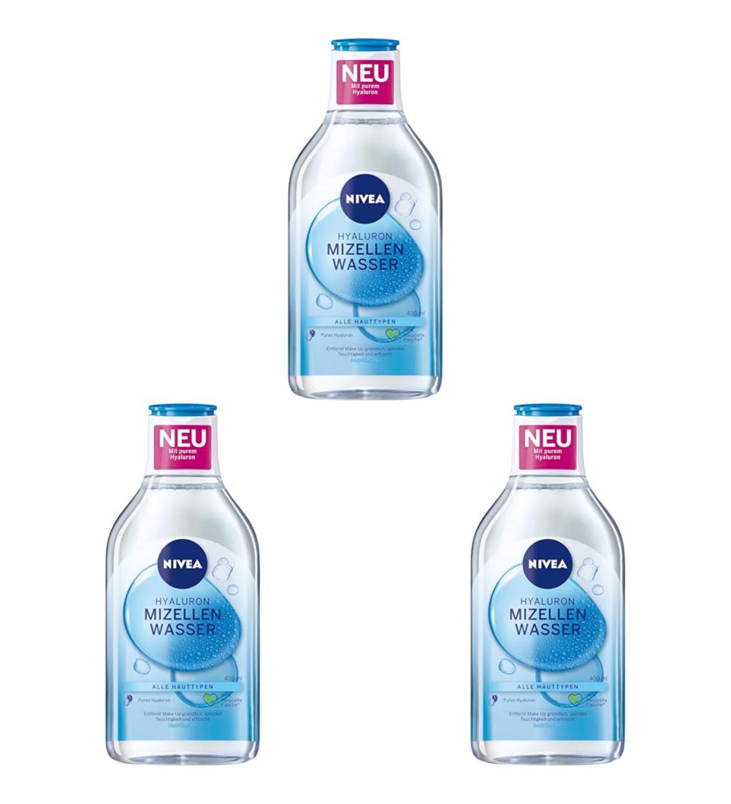 Nivea Hydra Skin Effect Micelle Water 400ml - Nourishing Hyaluron Facial Cleanser & Makeup Remover (3 Pack) - International Shipping Available - Buy Online on GoSupps.com
