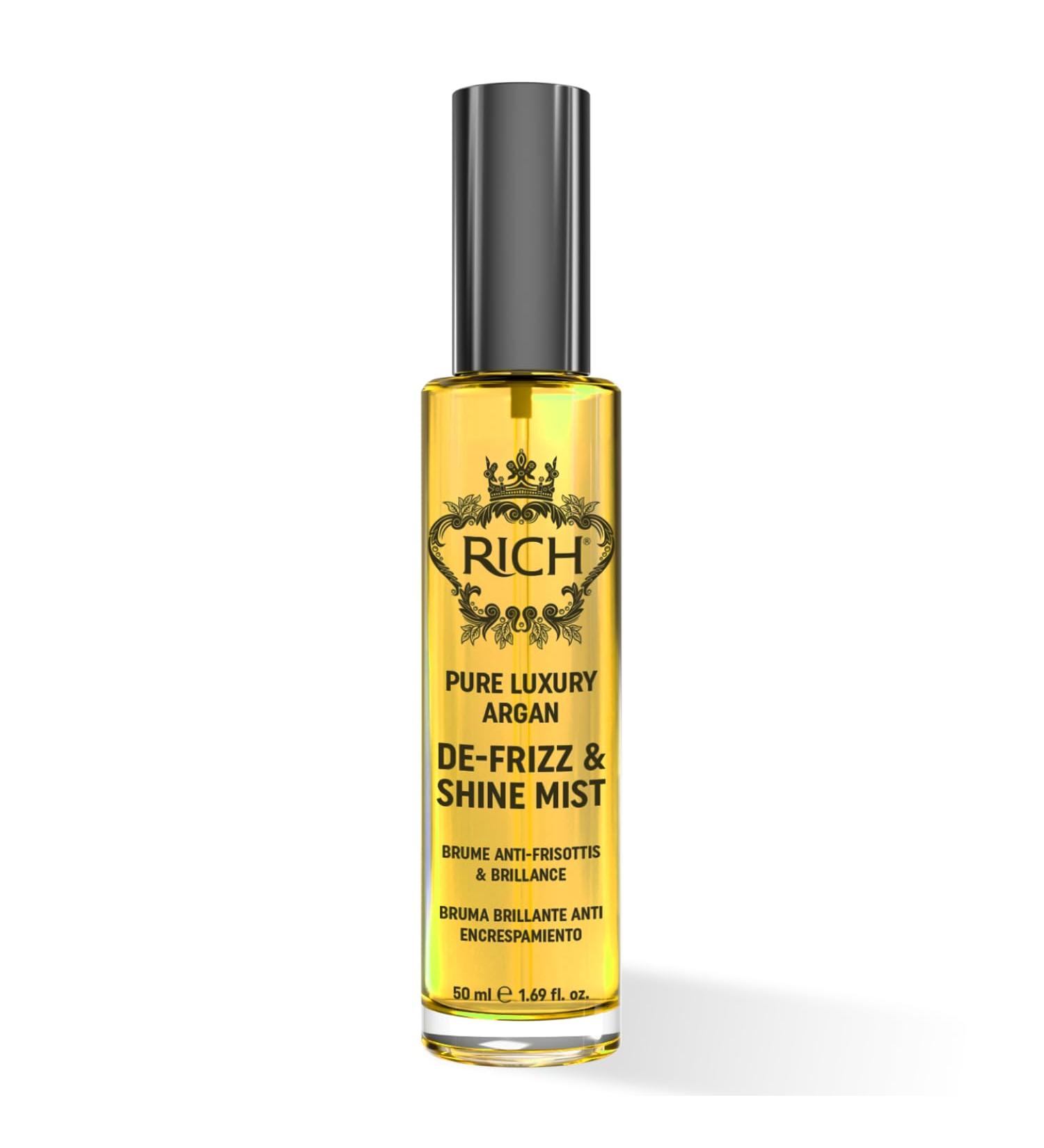 RICH Pure Luxury Argan De-Frizz & Shine Hair Mist - Lightweight Formula Hydration Frizz Protection - enrich with Argan Oil and Almond Oil - 1.69 Oz - Buy Online on GoSupps.com