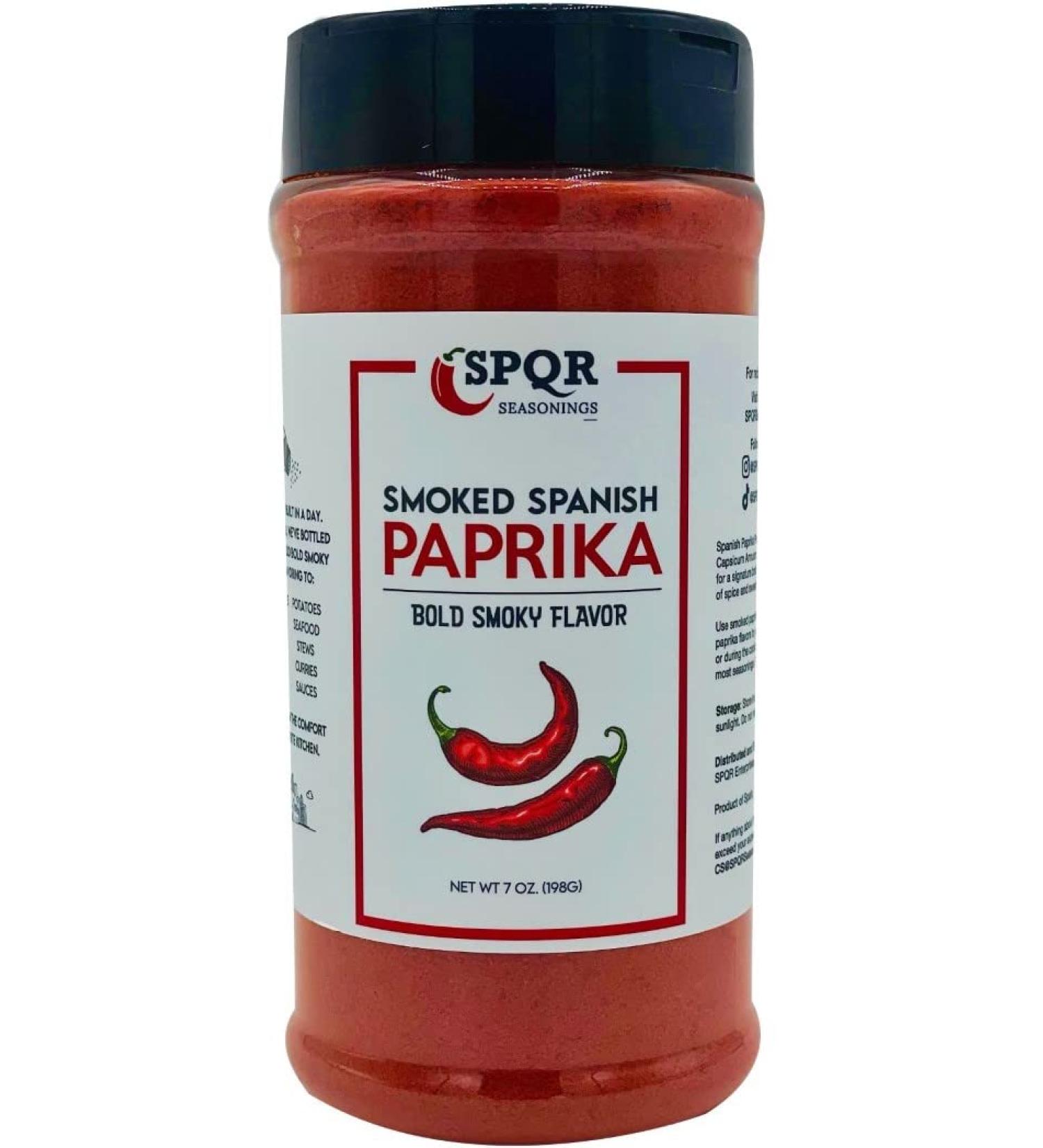 SPQR Seasonings Smoked Spanish Paprika XL 7 oz Jar - Gourmet Restaurant Grade Bold Smoky Flavor - Buy Online on GoSupps.com