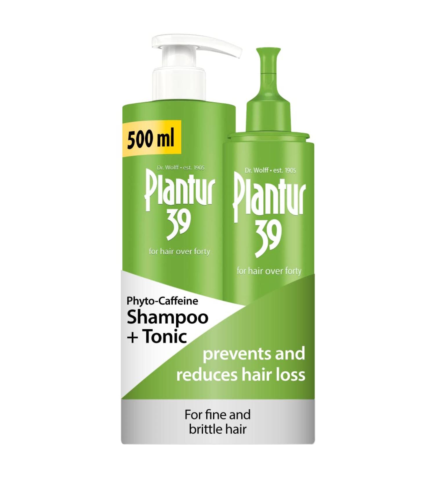 Plantur 39 Caffeine Shampoo 500ml with Dispenser | Prevents Hair Loss | Set with Hair Tonic | Supports Hair Growth | Fine Brittle Hair - Buy Online on GoSupps.com