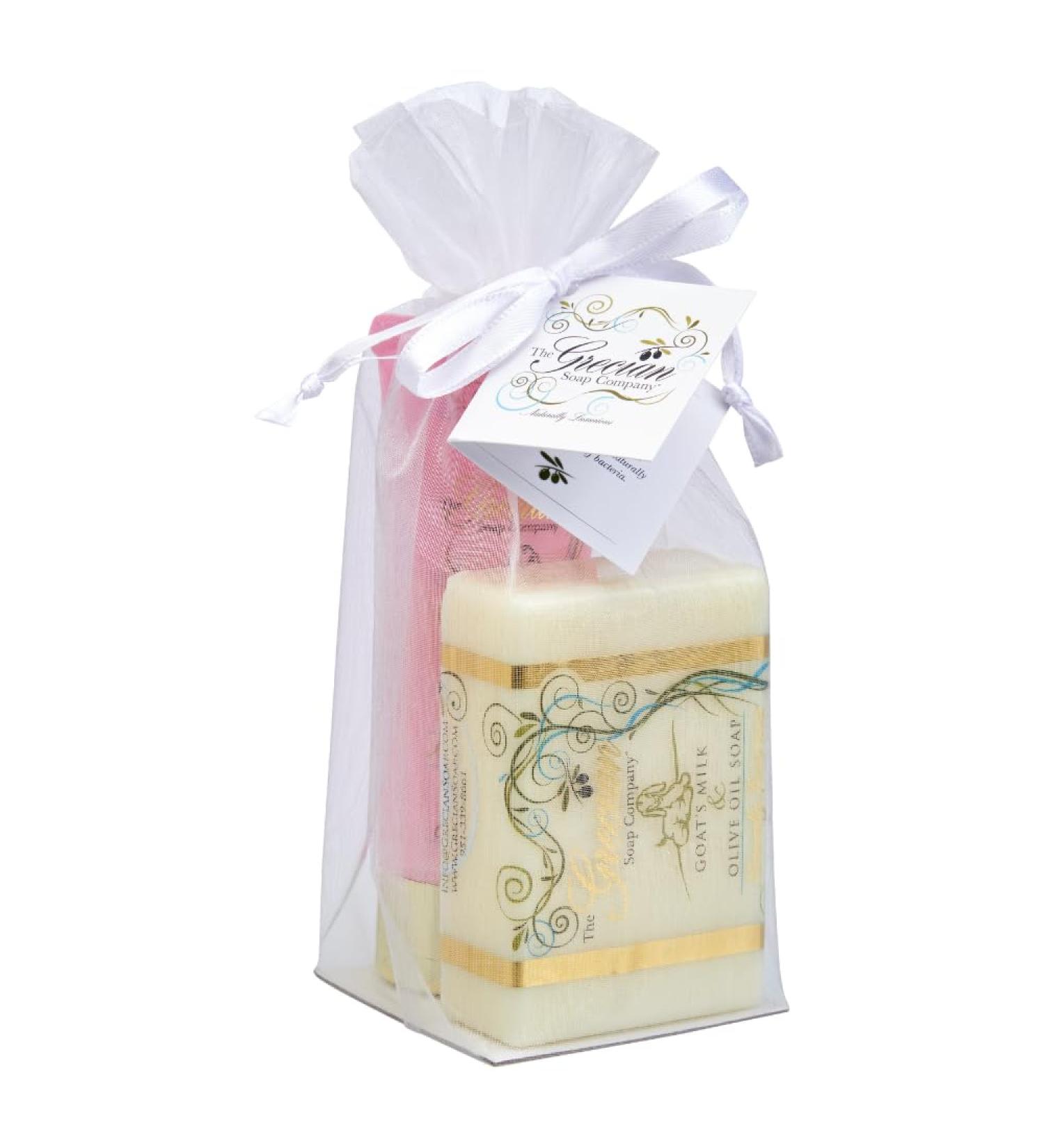 Grecian Soap & Lotion Tube Gift Set Plumeria Scent- Luxurious Goat's Milk Soap Bar & Lotion Set Ideal Mother's Day Gift Unique Women's Gift Set- Natural Beauty Products