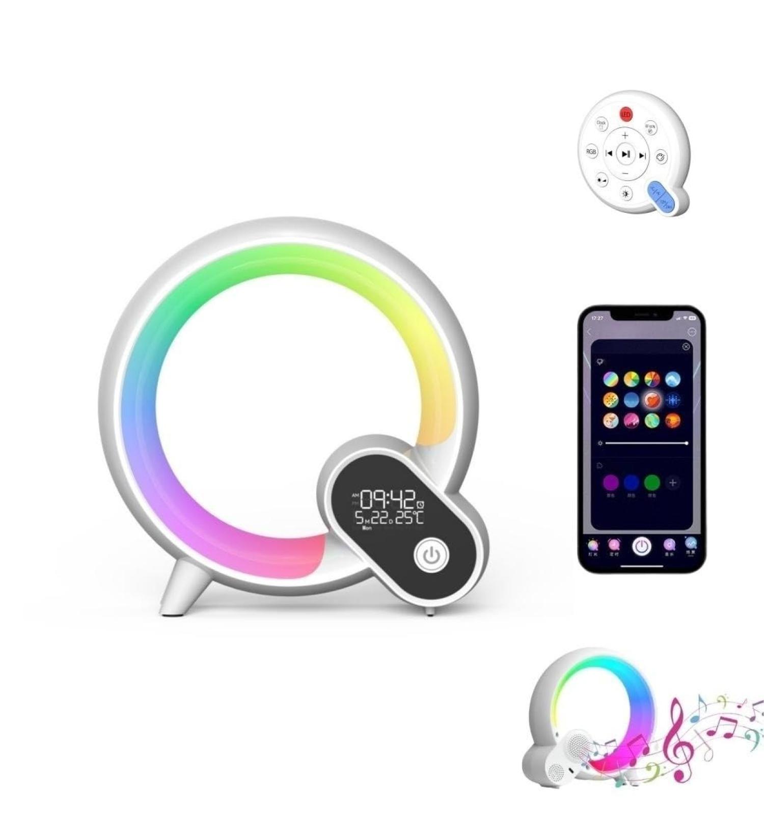 Buy Bammare LED Bedside Lamp & Alarm Clock - Smart App-Controlled Sunrise Light Bluetooth Speaker 16 Million Colors & 256 Patterns - Buy Online on GoSupps.com