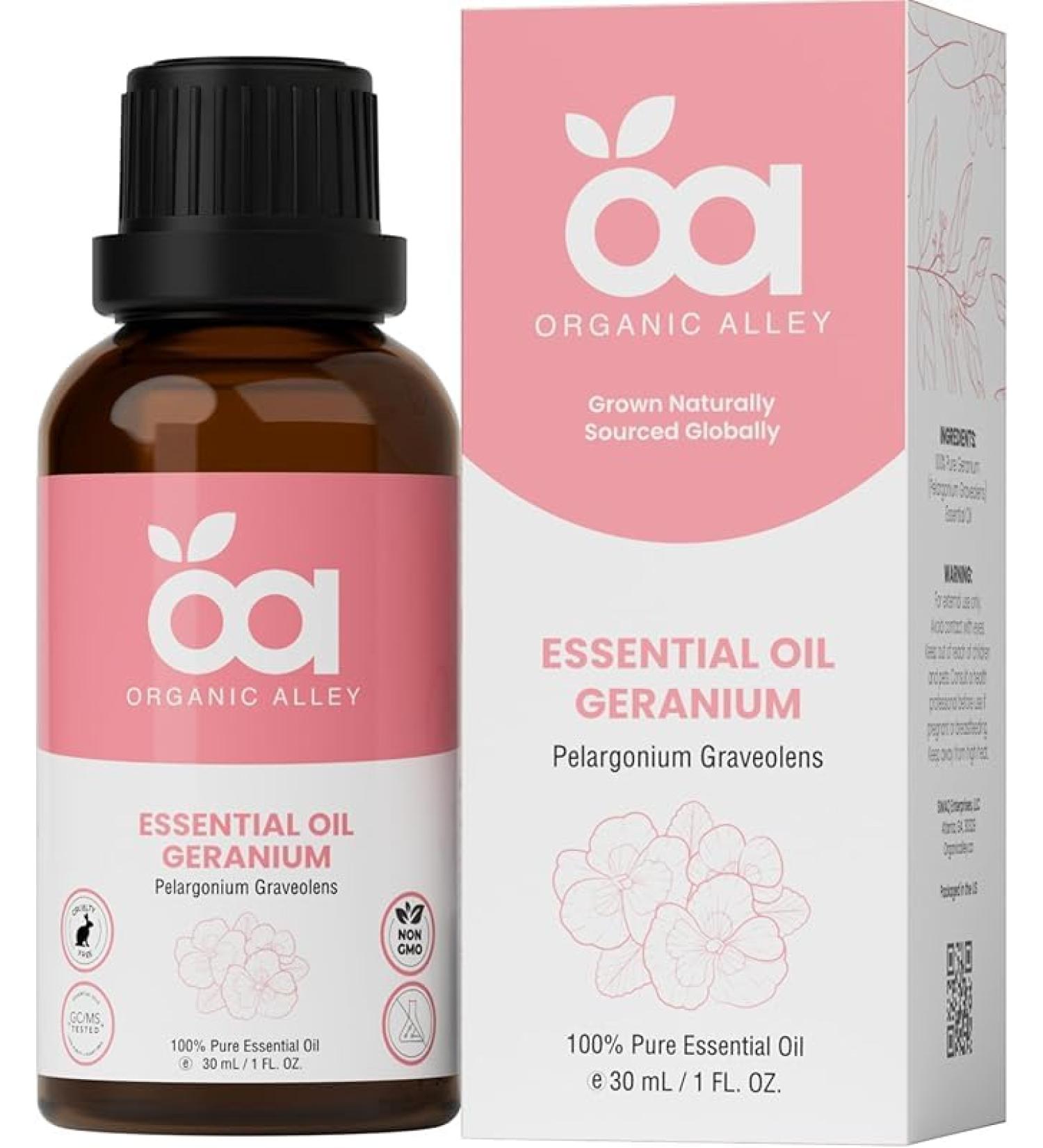 Egyptian Geranium Essential Oil by Organic Alley | 100% Pure Undiluted & Natural Pelargonium Graveolens Essential Oil | Non-GMO for Hormonal Balance Skin Mood & Pleasant Scent (1 Fl Oz) - Buy Online on GoSupps.com