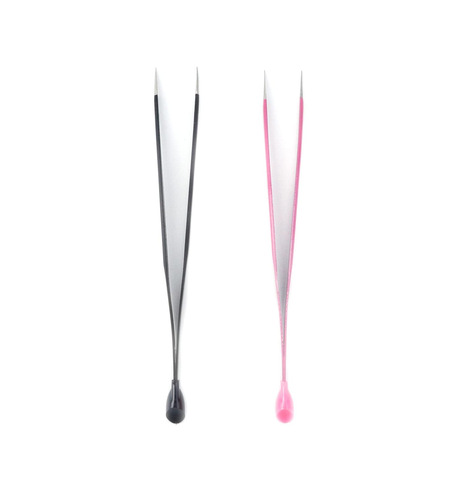 Tighall 2PCS Straight Nail Tweezers - Black and Pink Metal Tweezers for Nail Art with Silicone Pressing Head - Ideal for Rhinestones, Acrylic, Gel, Stickers, and Eyelash Extensions - Buy Online on GoSupps.com