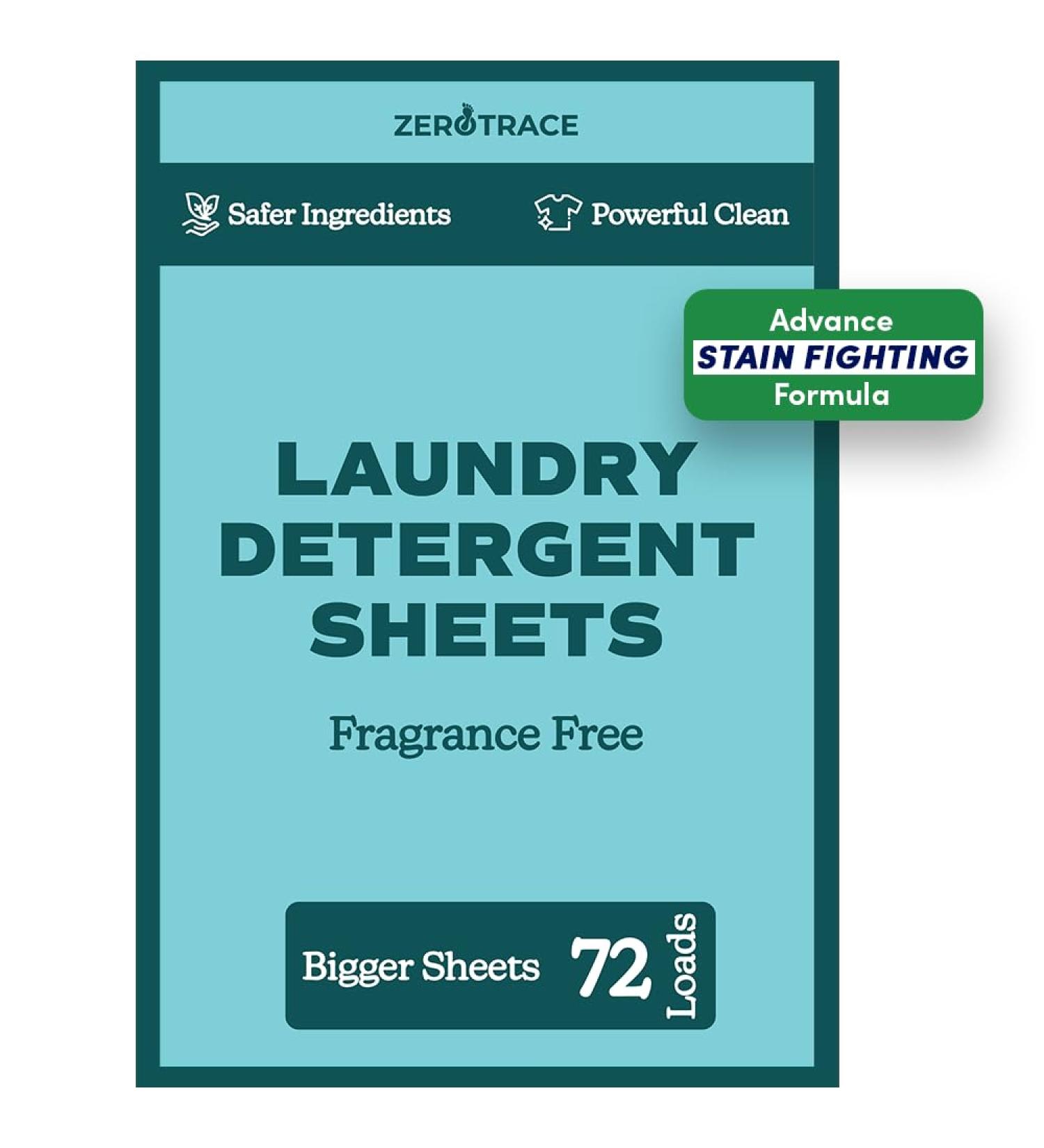 Zero Trace All Natural Laundry Detergent Sheets - Eco Friendly Fragrance Free 72 Count for Sustainable Cleaning - Buy Online on GoSupps.com