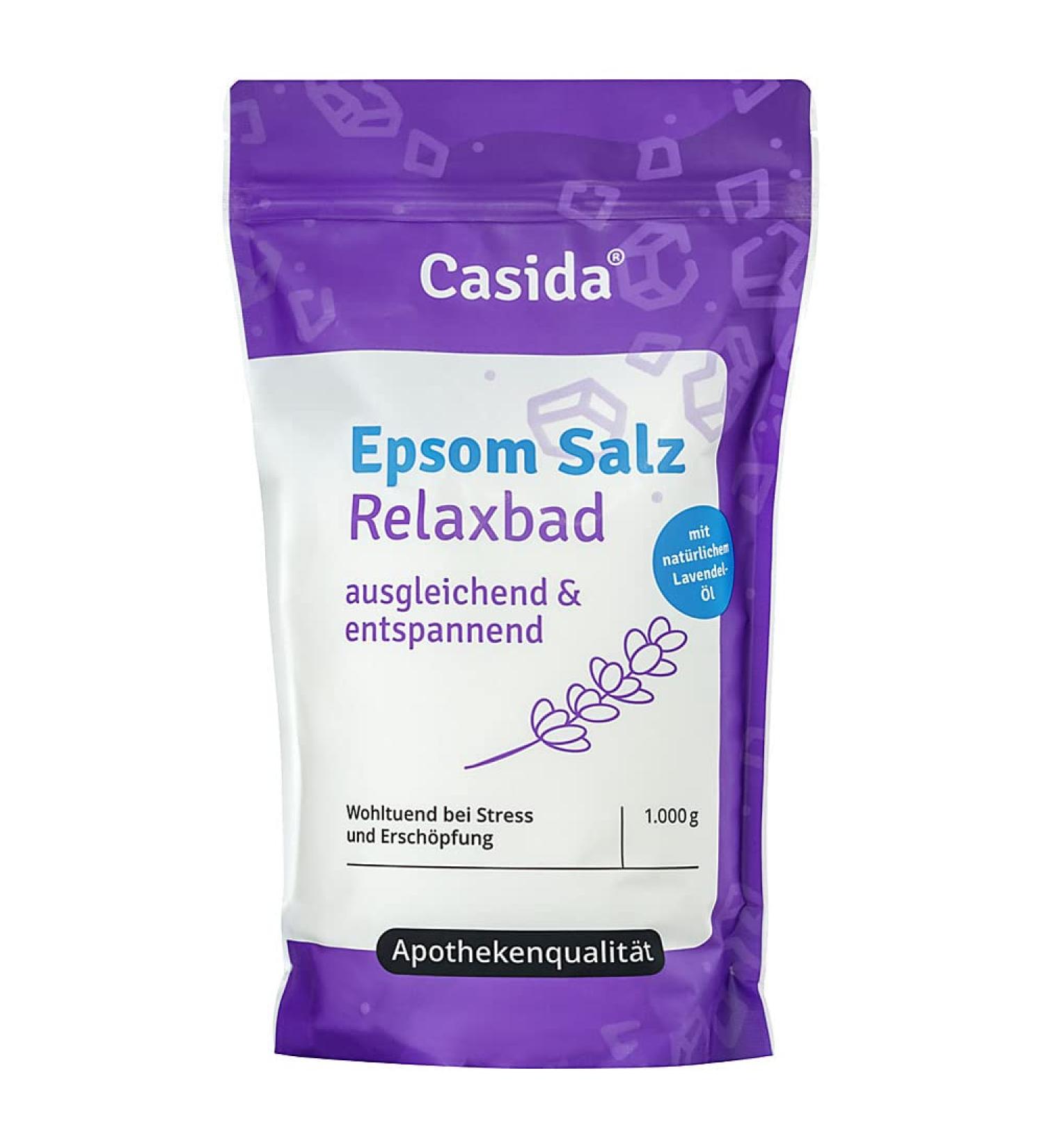 Epsom salt relaxing bath with natural lavender oil/lavender - magnesium sulfate for bathing - 1000 g - ideal for full and foot baths - Ideal for stress - original epsom salt from the pharmacy