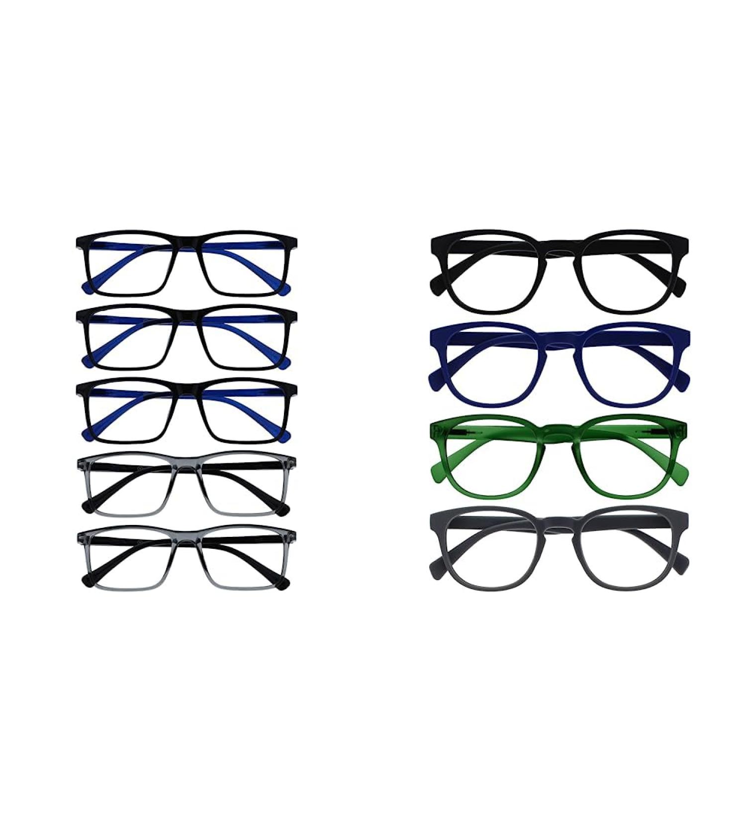 Opulize Ink Lessenkl ck 5 Pack - Large Rectangular Frame Spring Hinges Reading Glasses +1.50 Dioptria Bundle - Scratch-Resistant Black Blue Gray - Buy Online on GoSupps.com