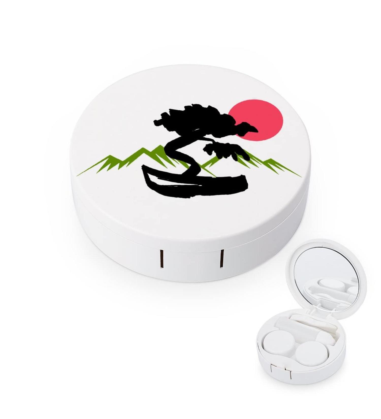 Bonsai Tree Round Case For Contact Lens Kit Storage Box with Mirror Printed - Buy Online on GoSupps.com