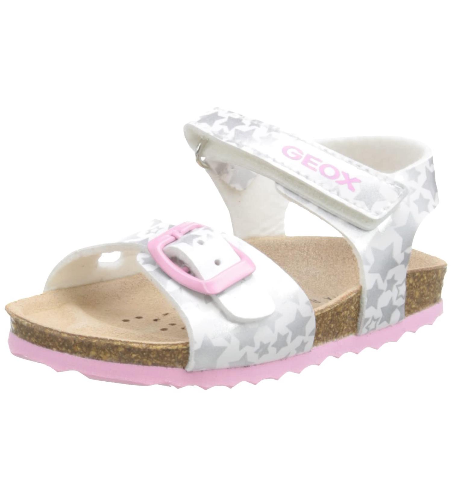 Geox Baby Girl's B Sandal Chalki - White/Silver - Size 4.5 UK Child - Buy Online on GoSupps.com
