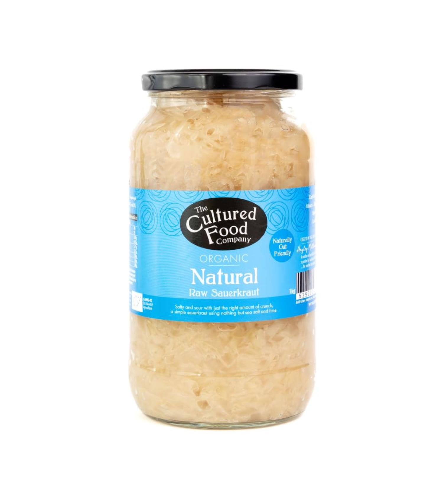 Organic Raw Sauerkraut 1kg Jar - Traditionally Fermented by The Cultured Food Company - Buy Online on GoSupps.com